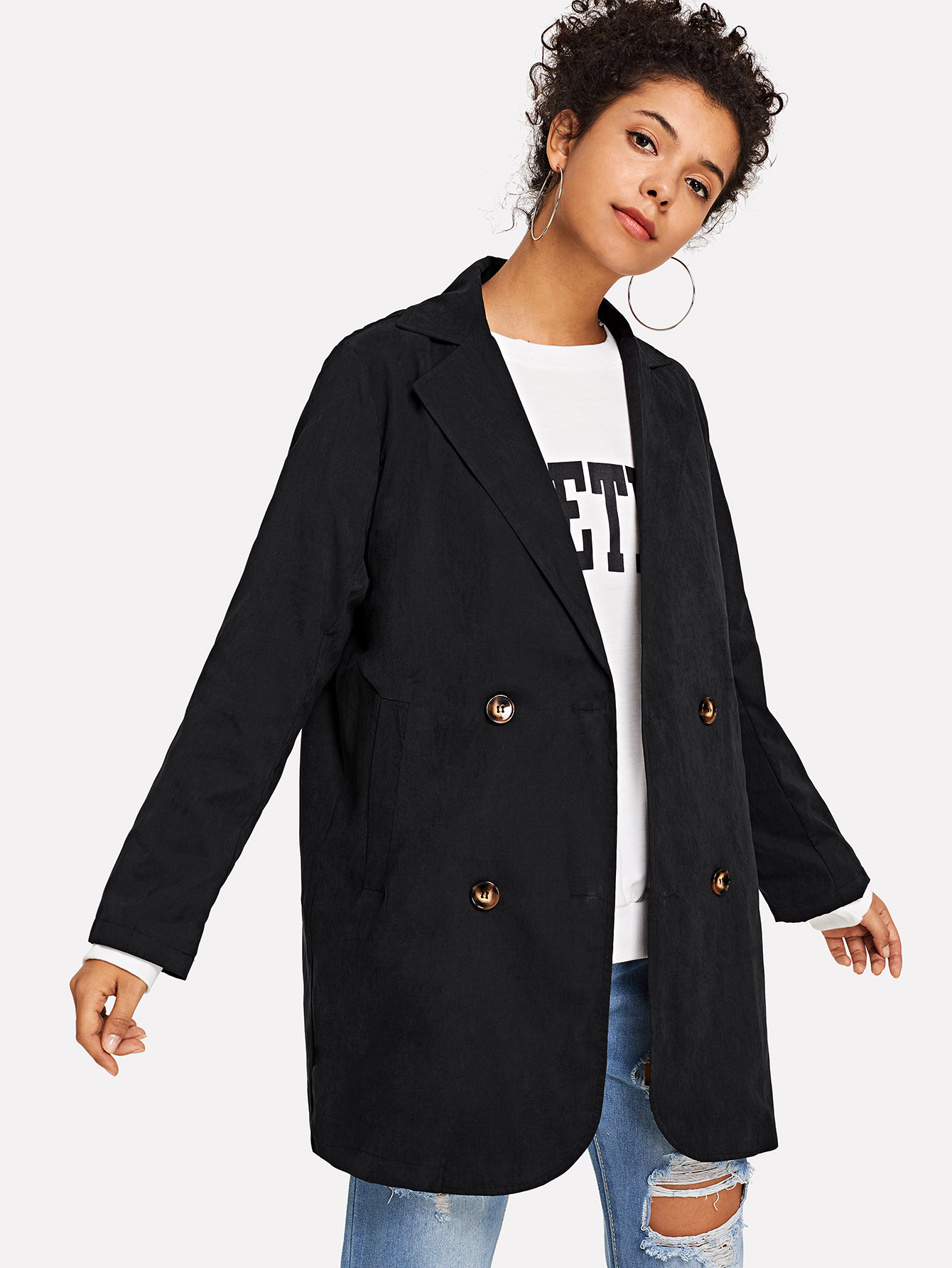 Double Breasted Shawl Collar Outerwear