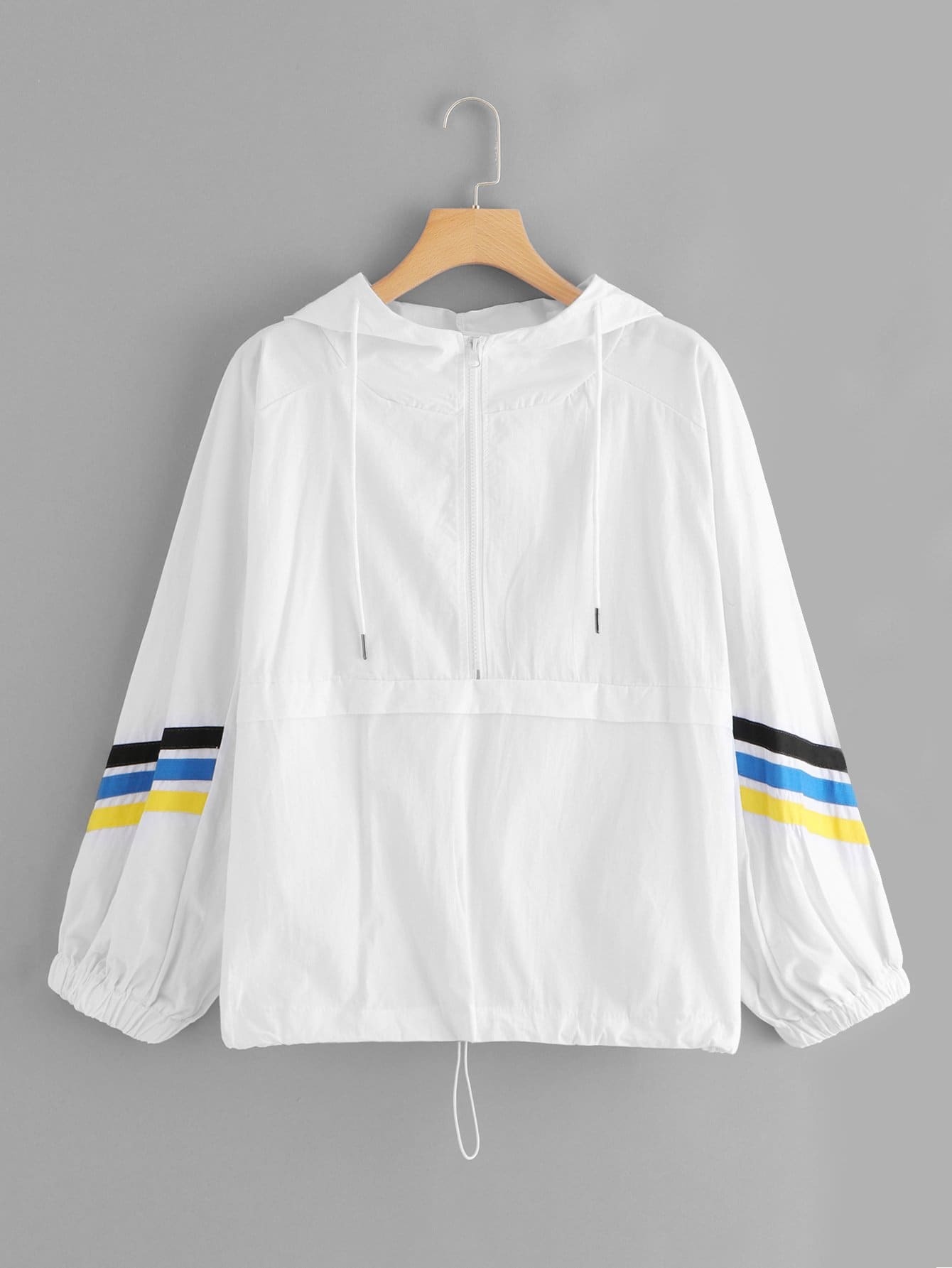Zip Up Hoodie Drawstring Colorblock Jacket