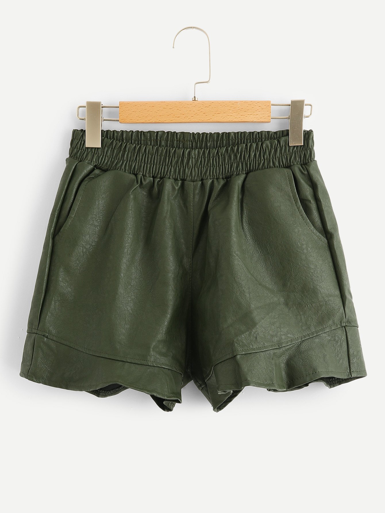 Elastic Waist Ruffle Hem Shorts