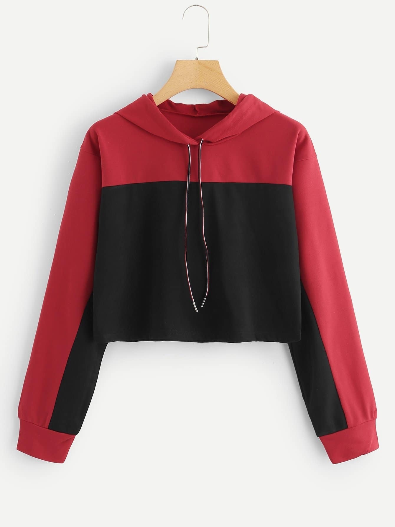 Drawstring Hoodie Colorblock Sweatshirt