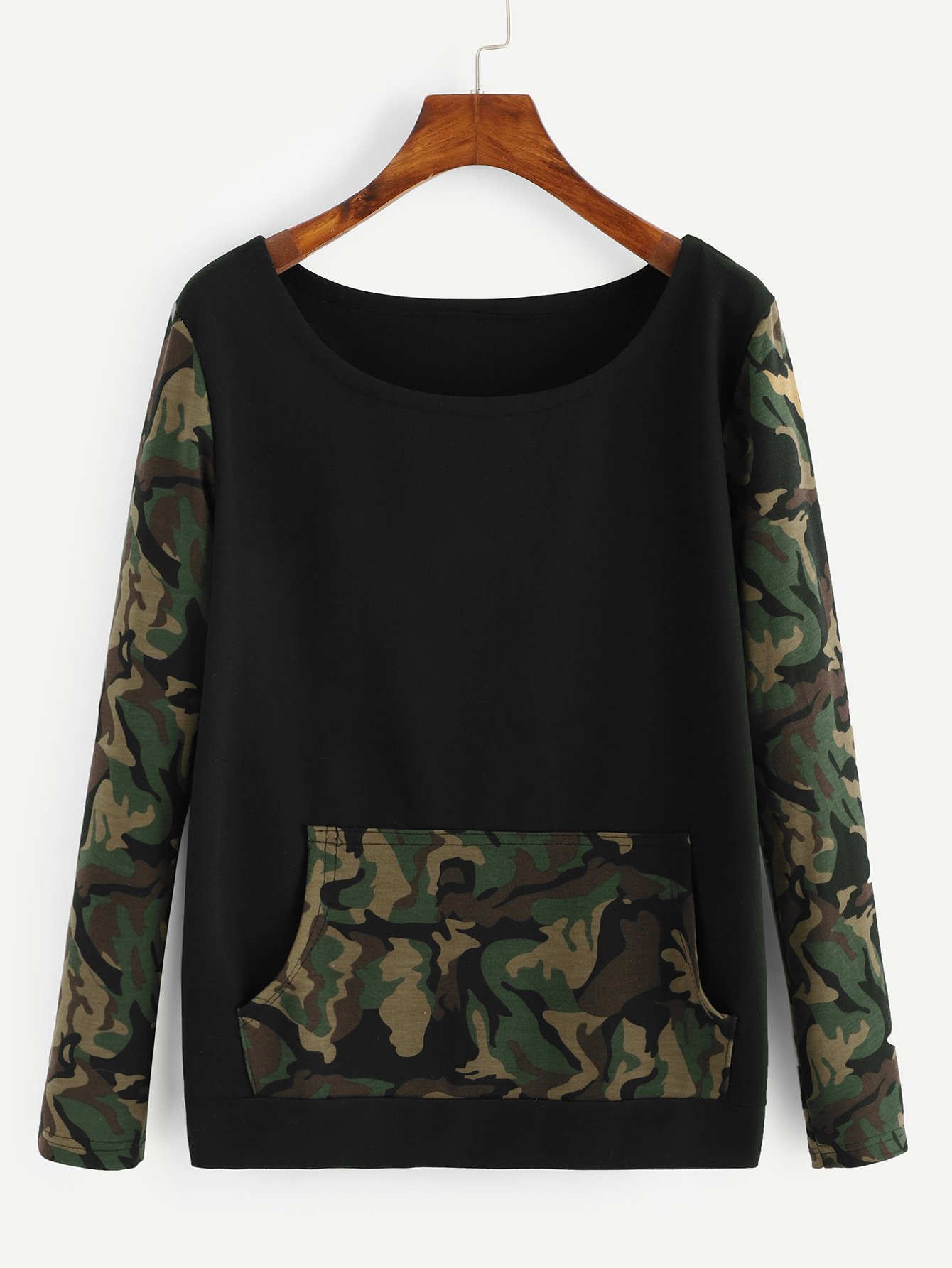 Camo Print Panel Sweatshirt