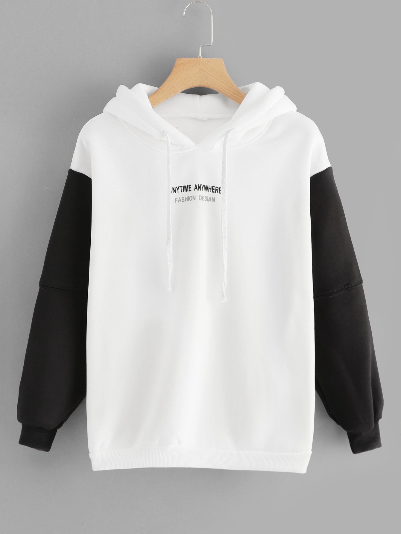 Letter Print Drawstring Hoodie Sweatshirt