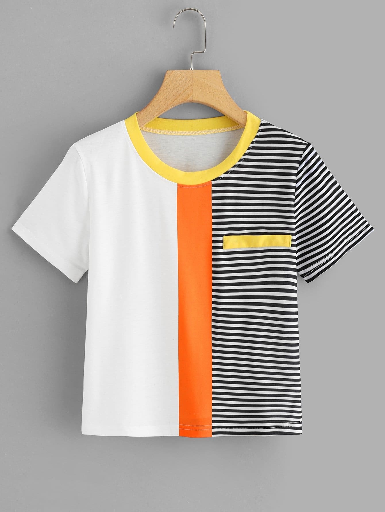 Striped Panel Colorblock Tee