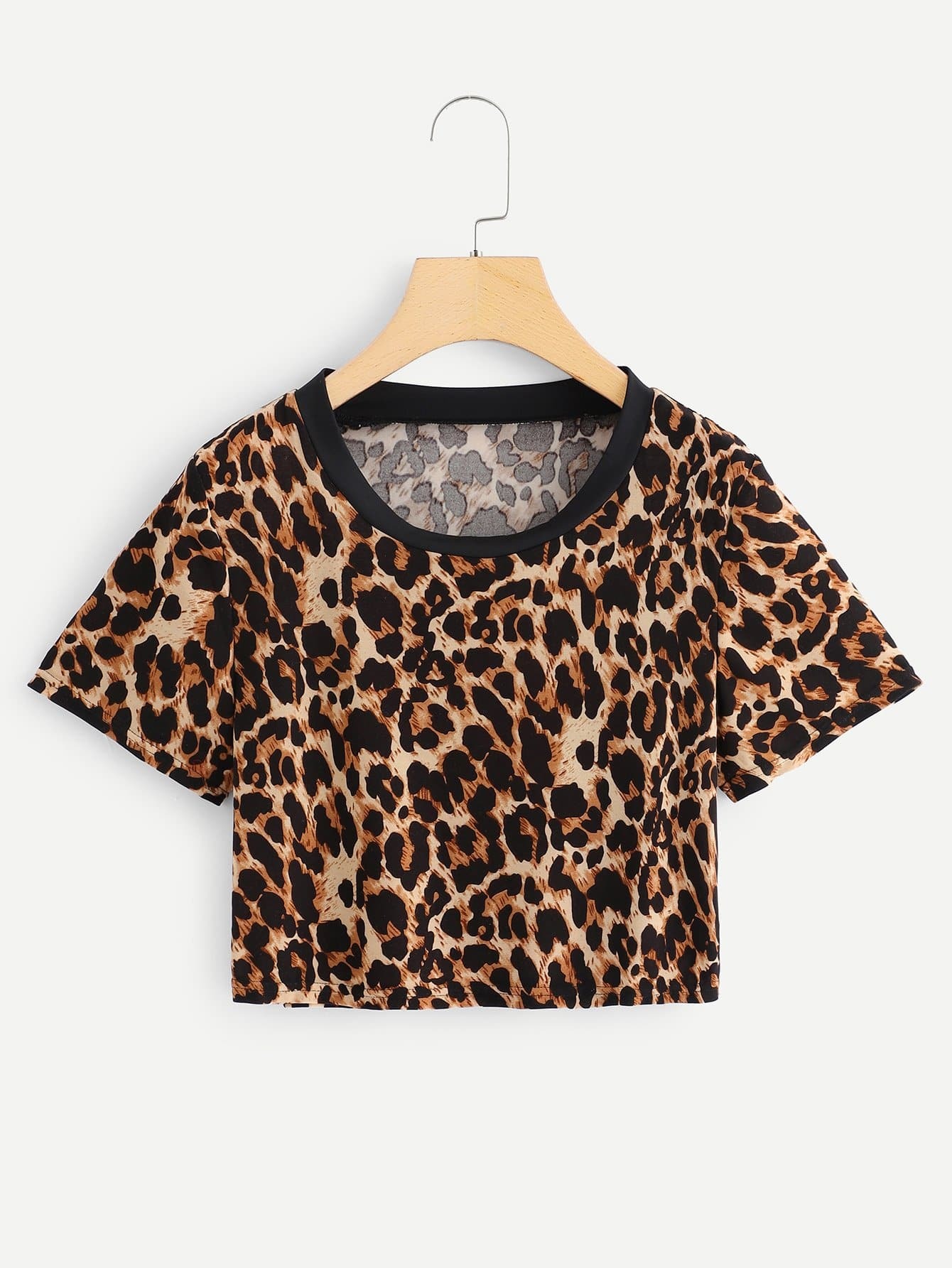 Leopard Round Neck Crop Tee