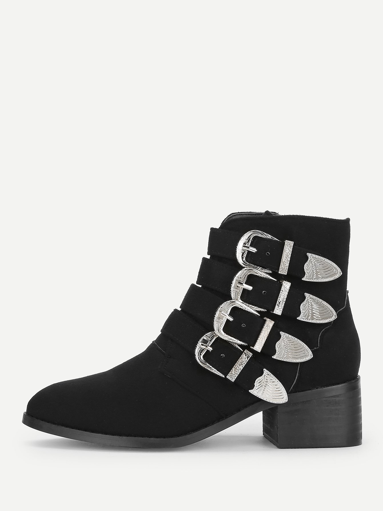 Side Zipper Buckle Boots
