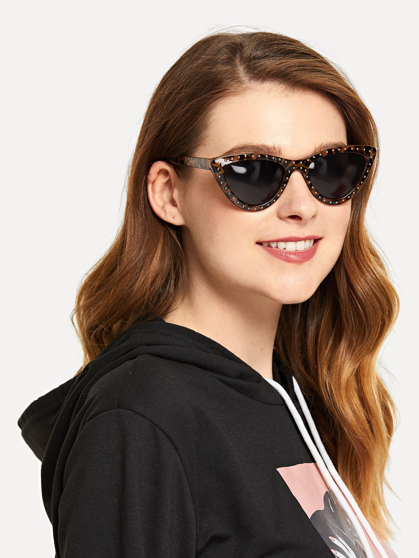 Солнцезащитные очки в форме глаза кота и с улеопардовымми оправами