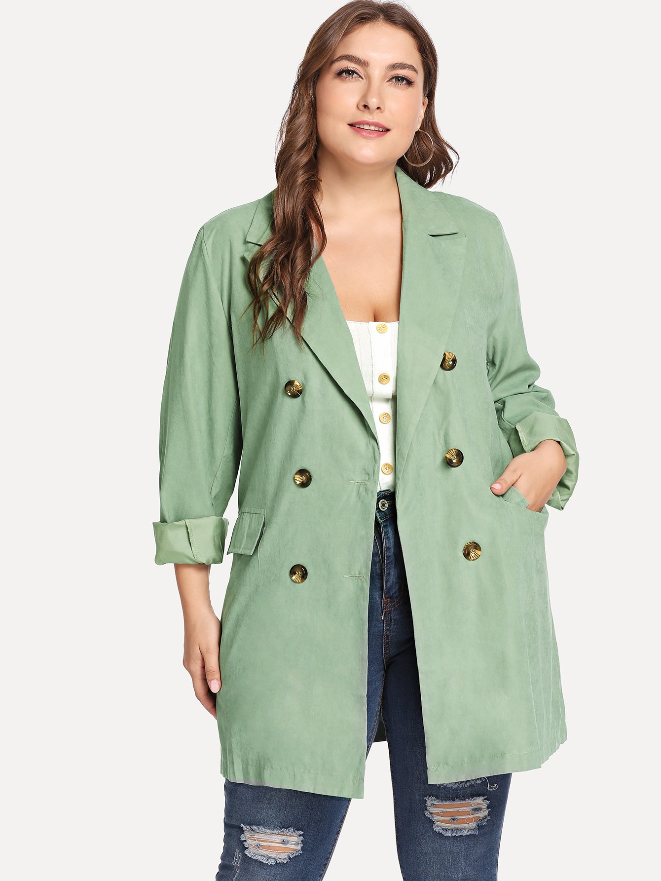 Большой двубортный простой жакет