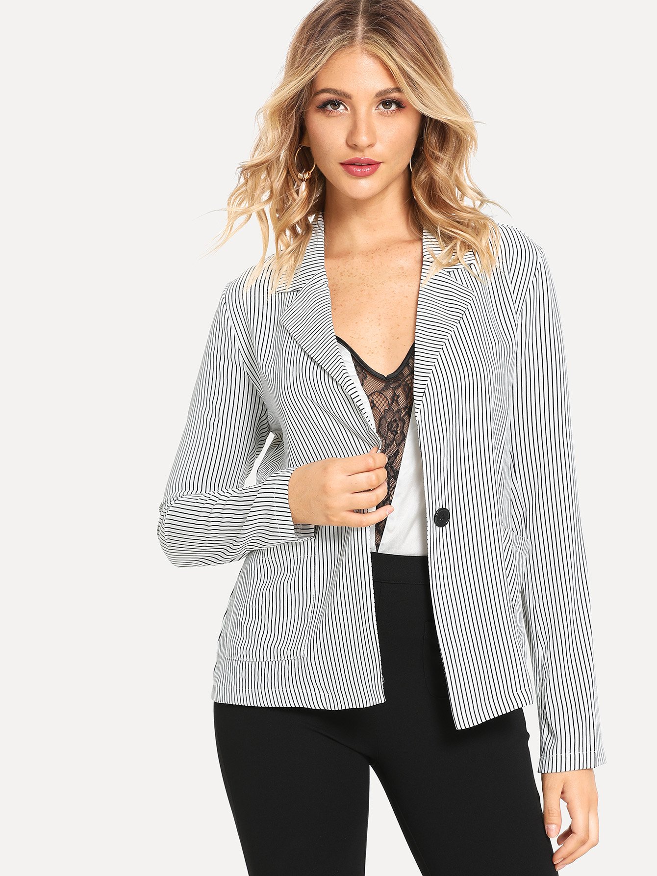 Полосатый жакет с воротником