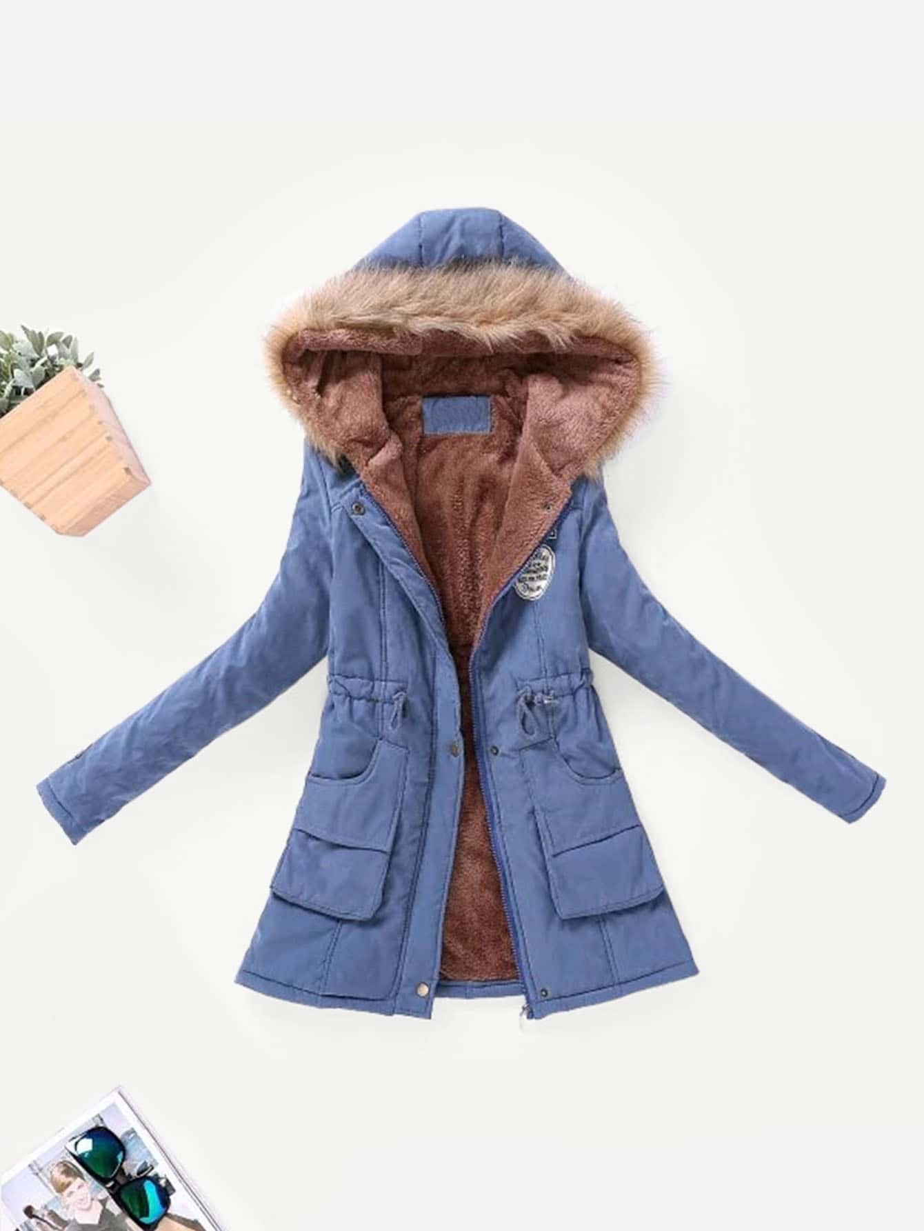 Брюки с полосками в цветочек Пальто SheIn