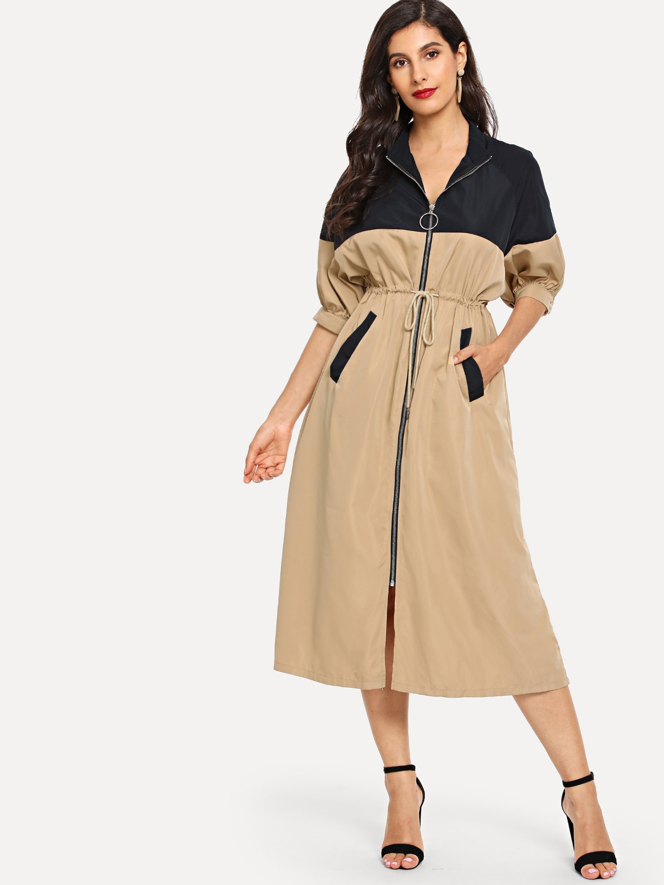 Комбинезон с полосками гофрированный Пальто SheIn