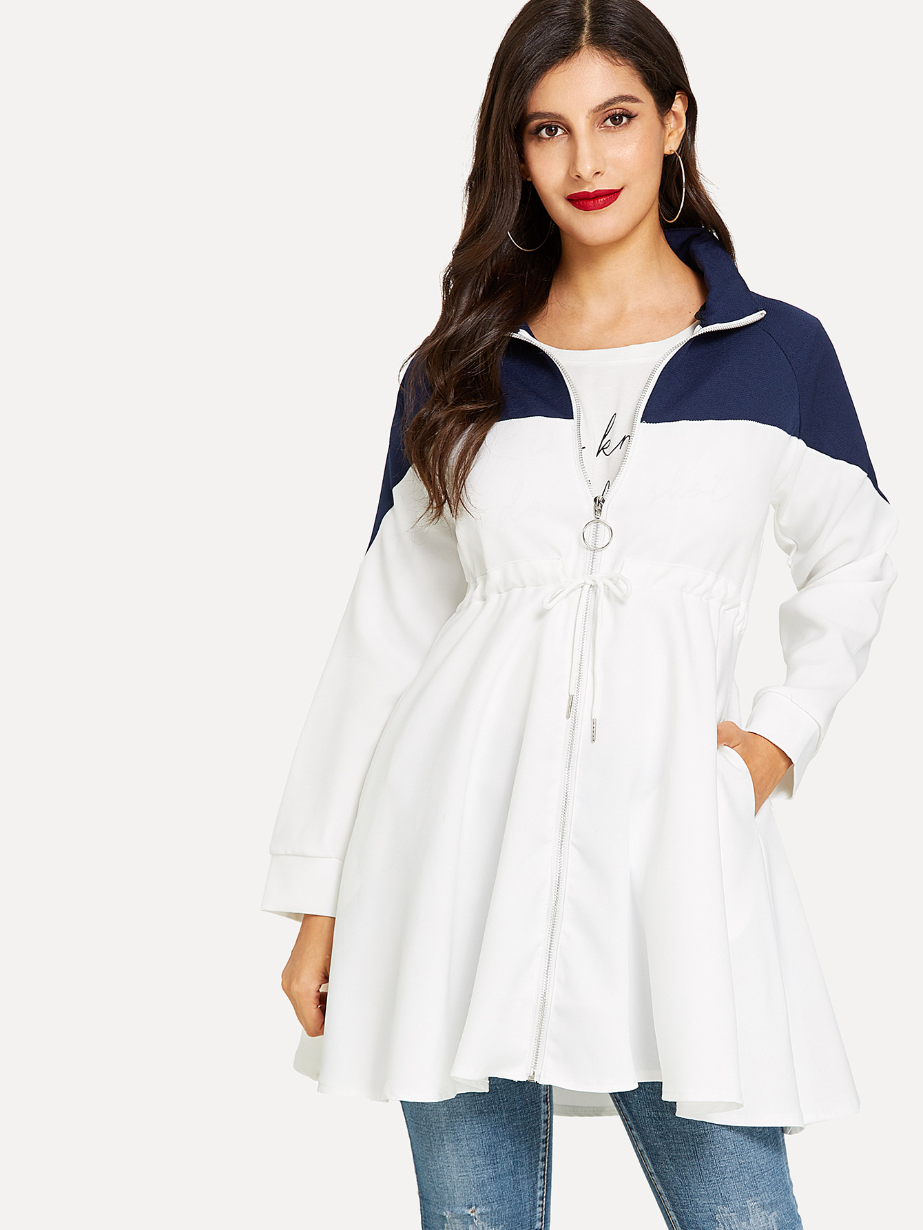 Комбинезон в цветочек на кулиске Пальто SheIn