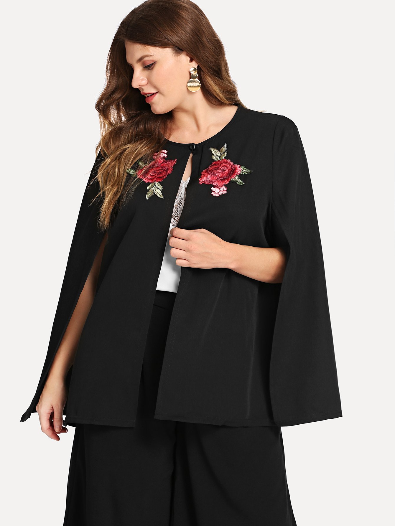 Большой жакет с украшением цветов