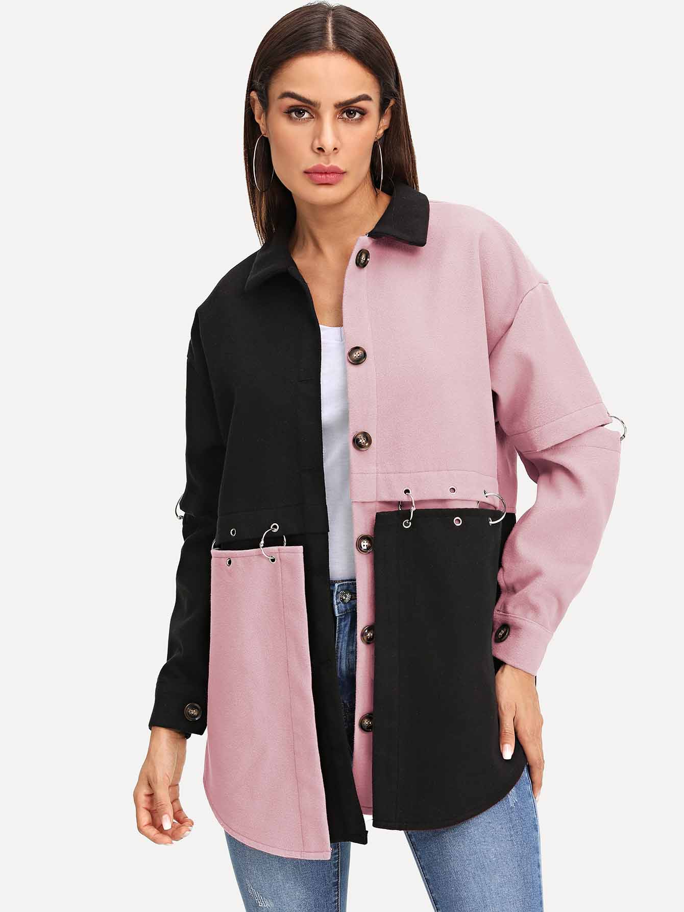 Тис для печати писем Пальто SheIn