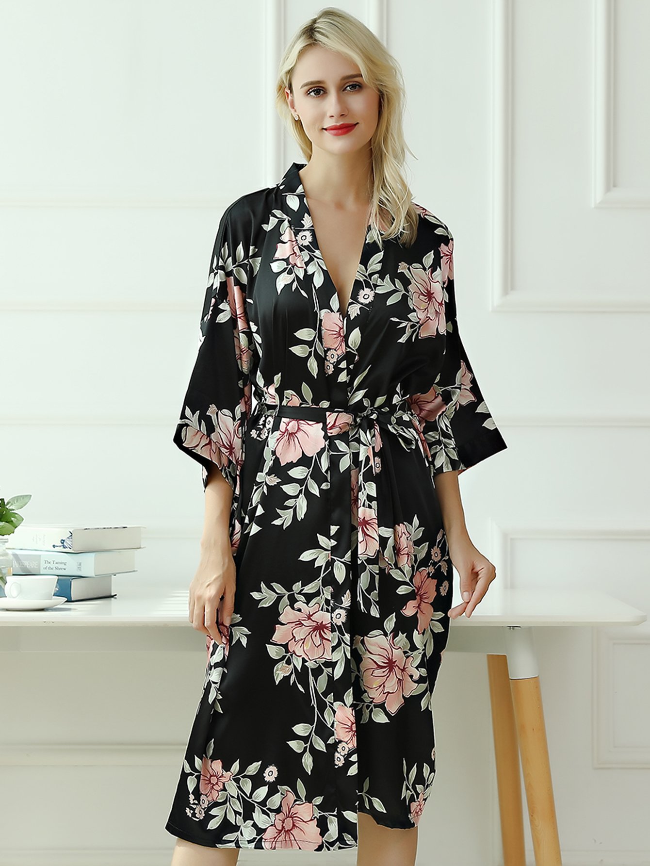 Ситцевый домашний халат с поясом