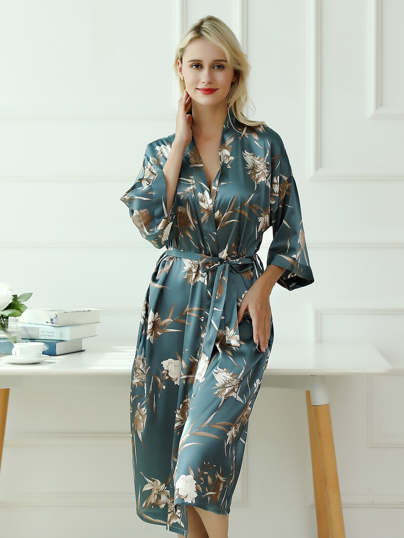 Ситцевый домашний халат с поясом