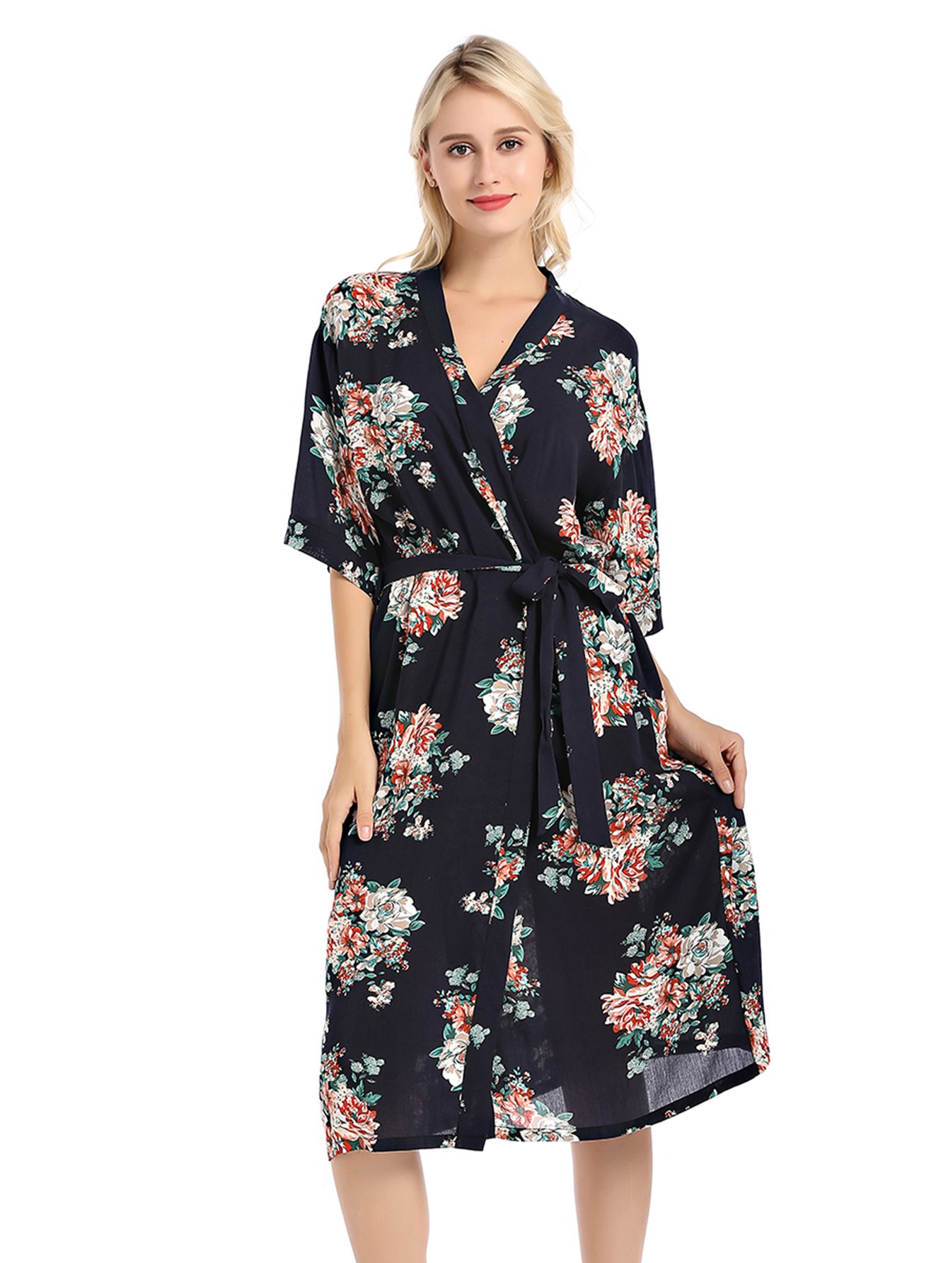 Ситцевый домашний халат с поясом