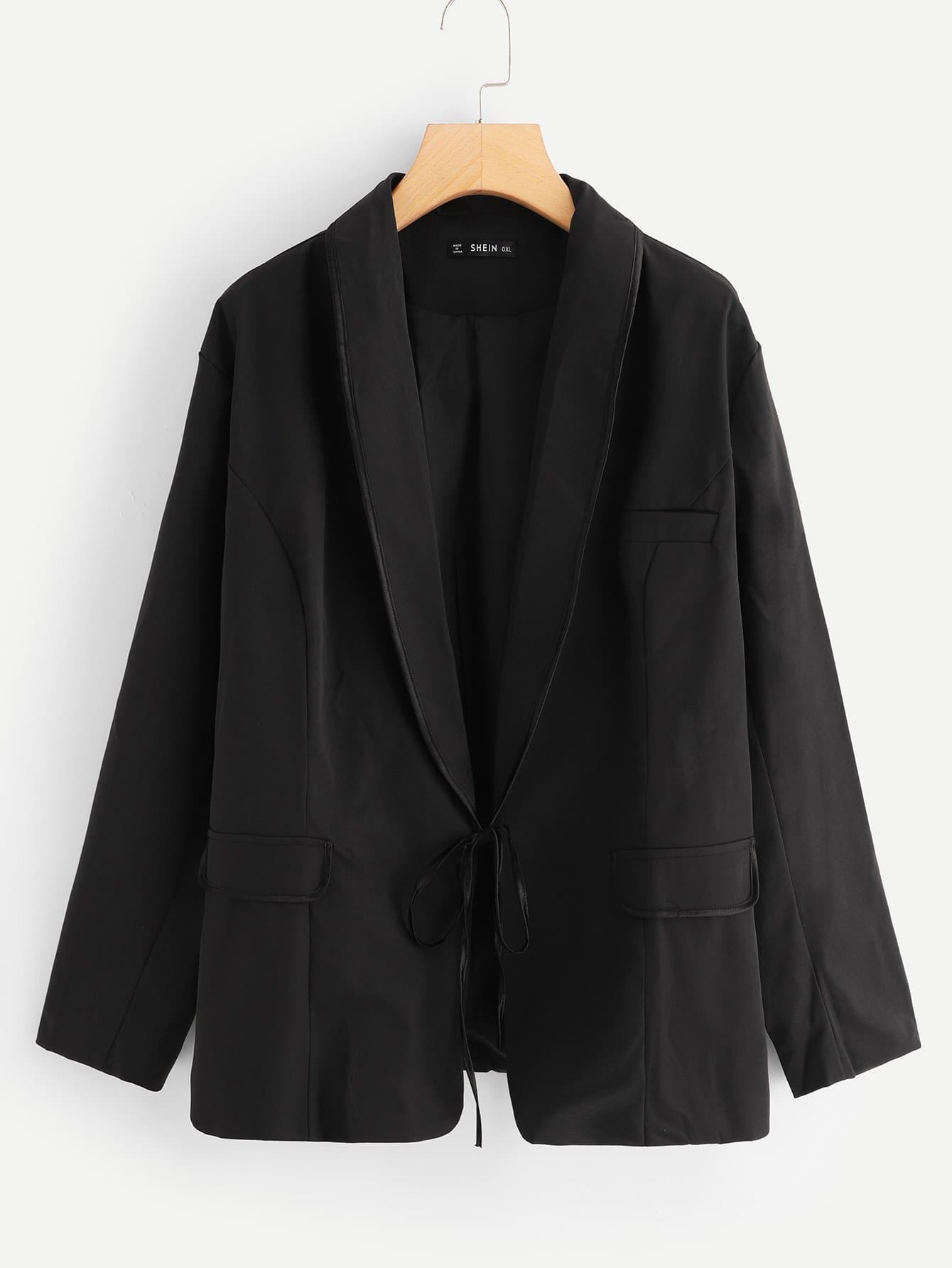 Большой жакет с шалевым воротником и бантом