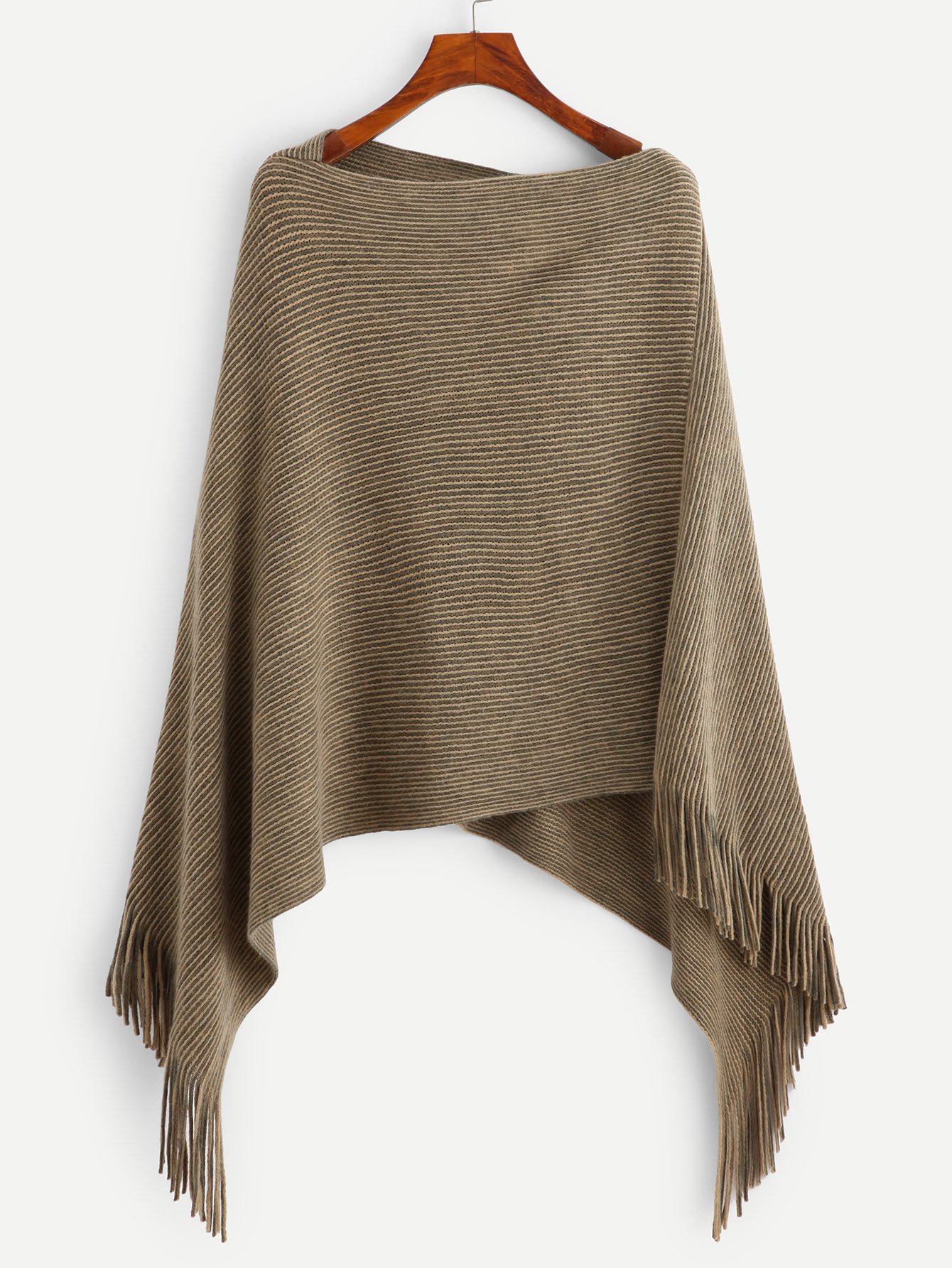 Твердый пончо свитер с кисточкой