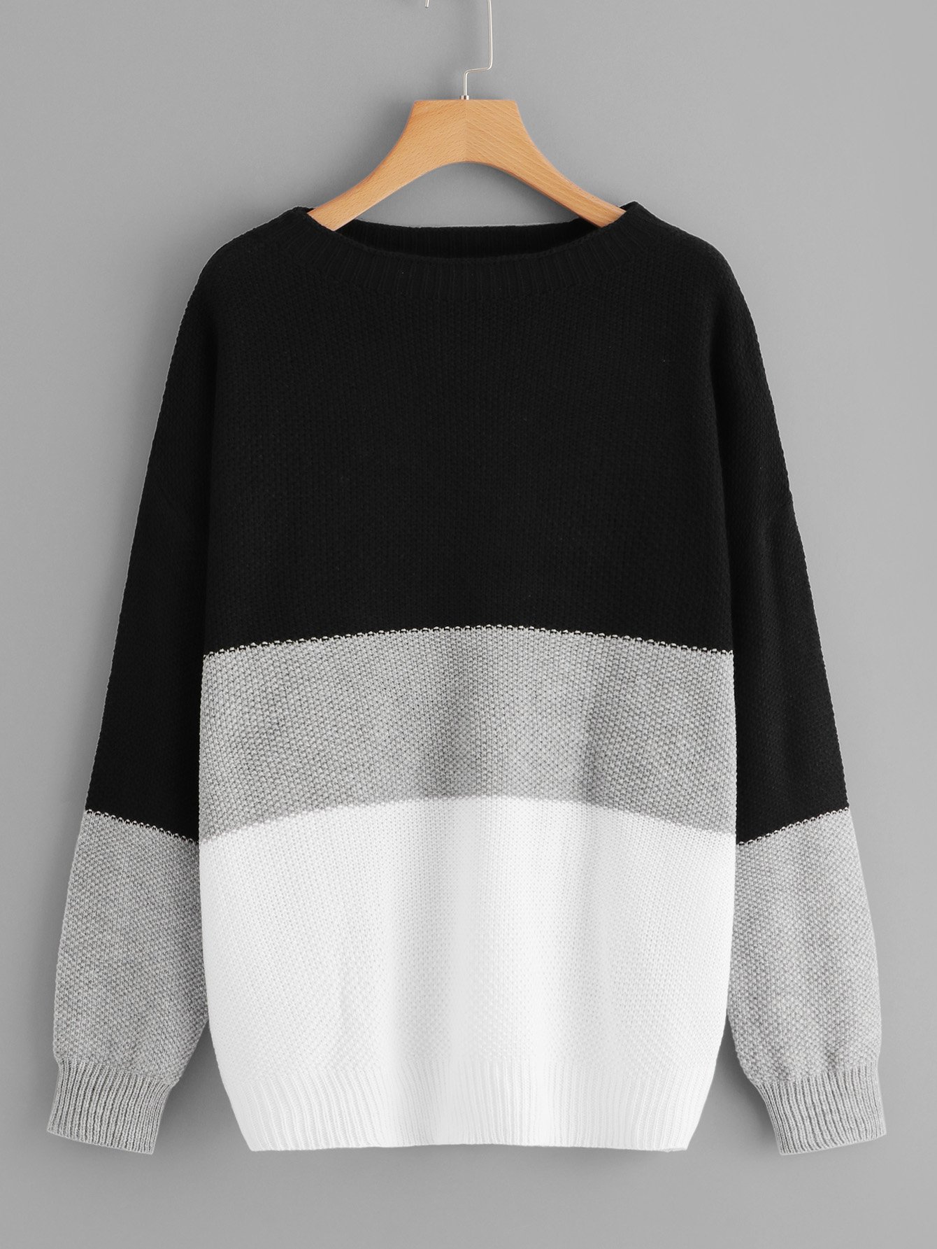 Плюс размеры цветный кусковой свитер