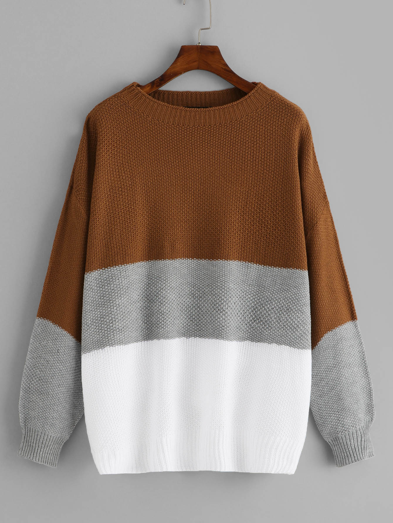 Плюс размеры цветный кусковой свитер