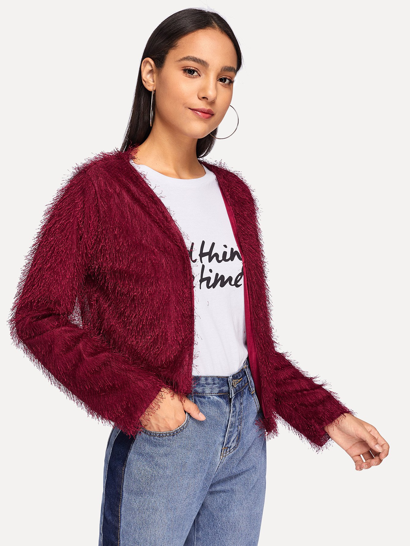 Полосатая талия Пальто SheIn