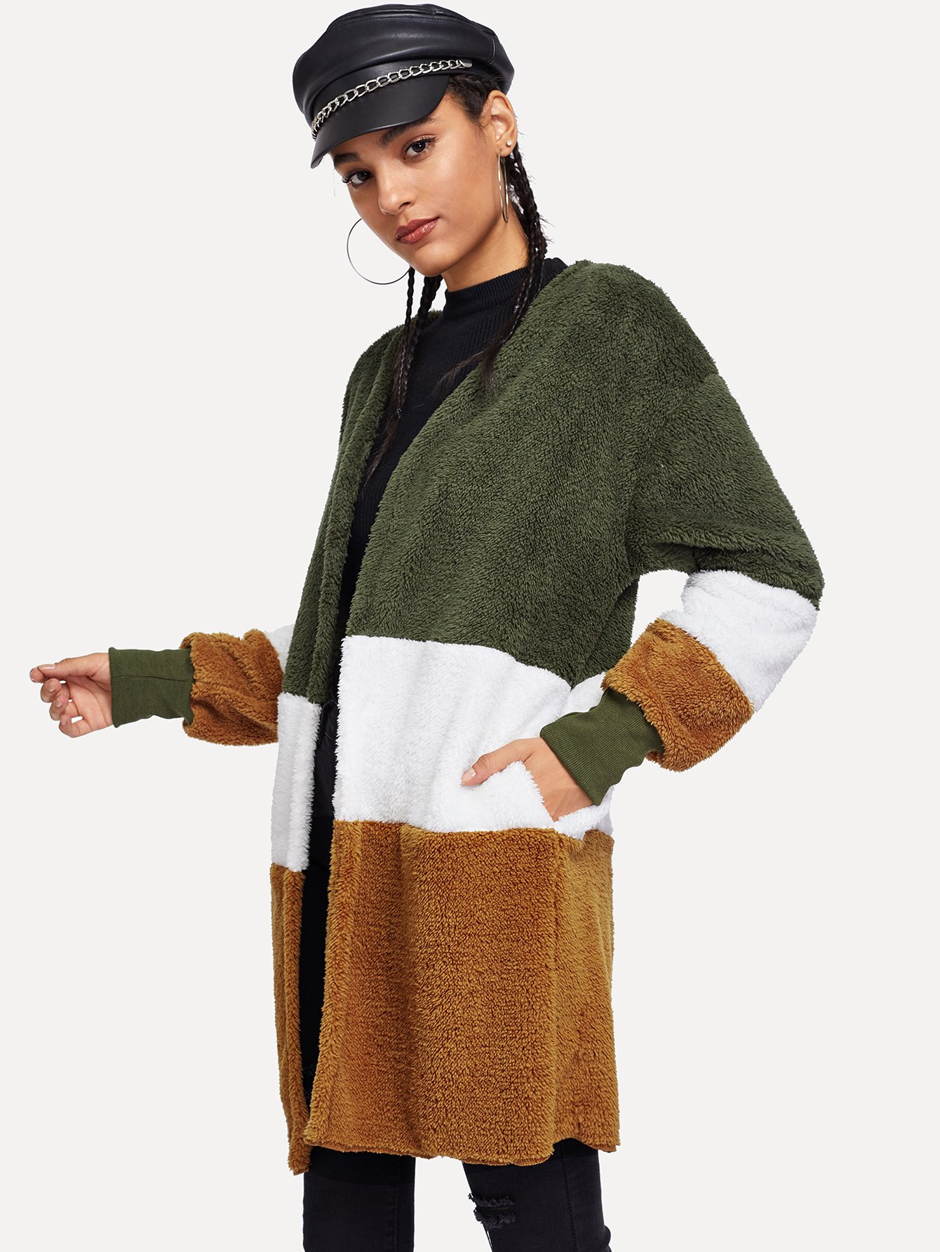 Брюки с принтом тропики Пальто SheIn