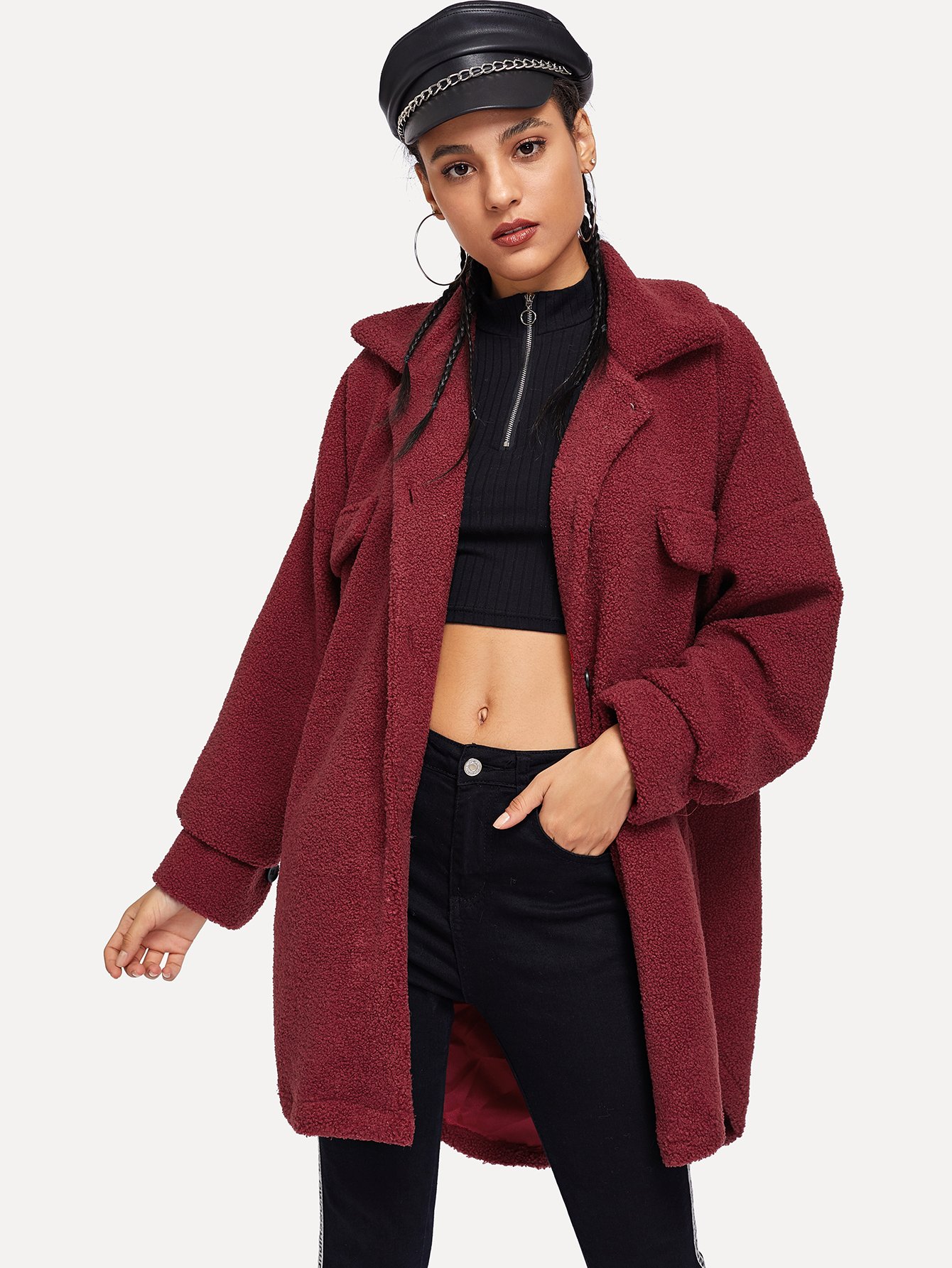 Комбинезон для двухслойных трубок Tassel Trim Пальто SheIn