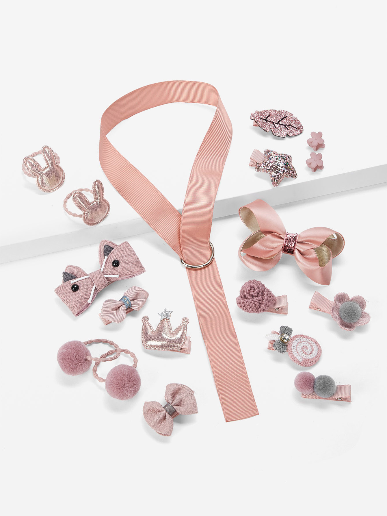 Toddler Girls Mixed Shaped Hair Clip Hair Tie 18pcs