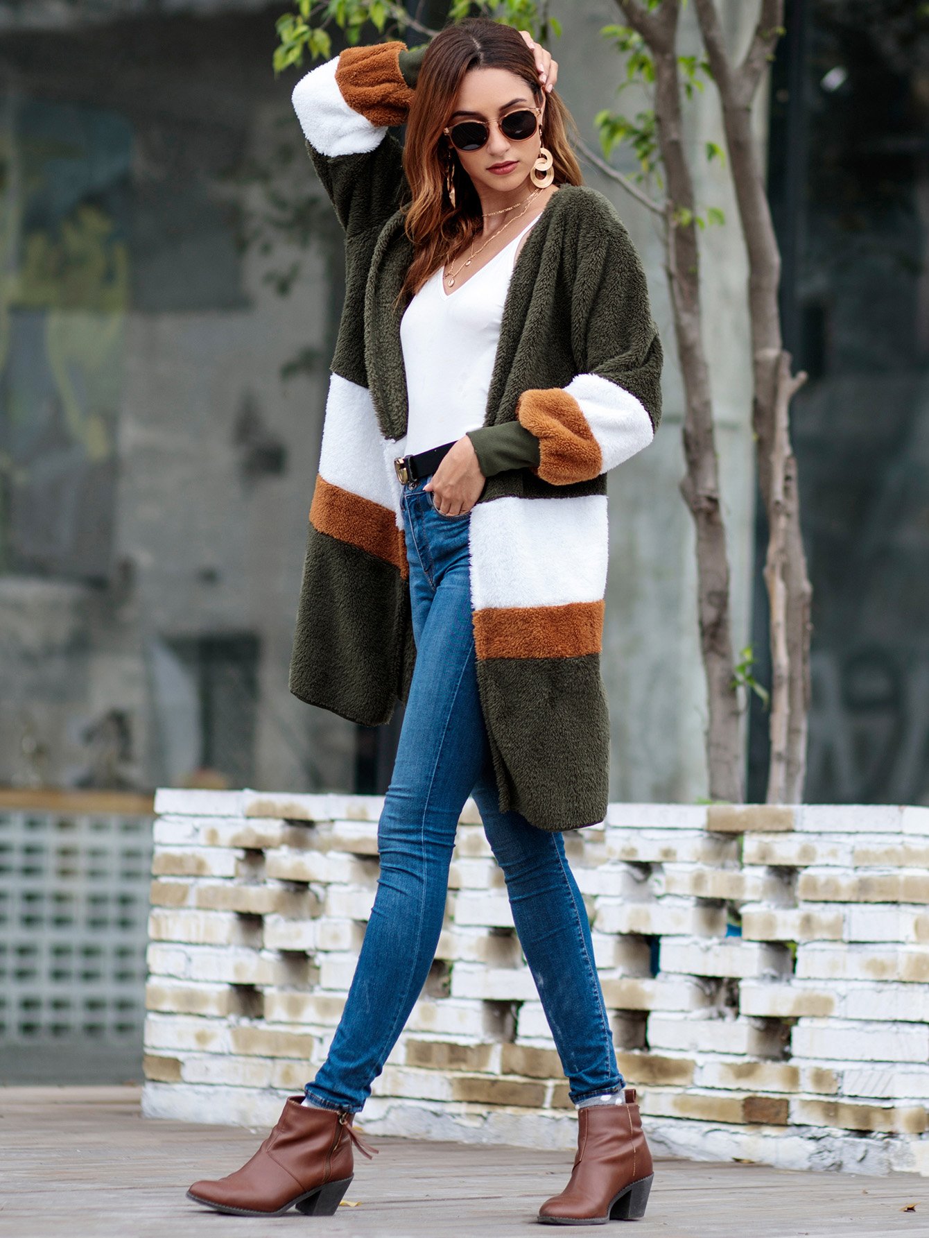 Комбинезон с широким носком Пальто SheIn