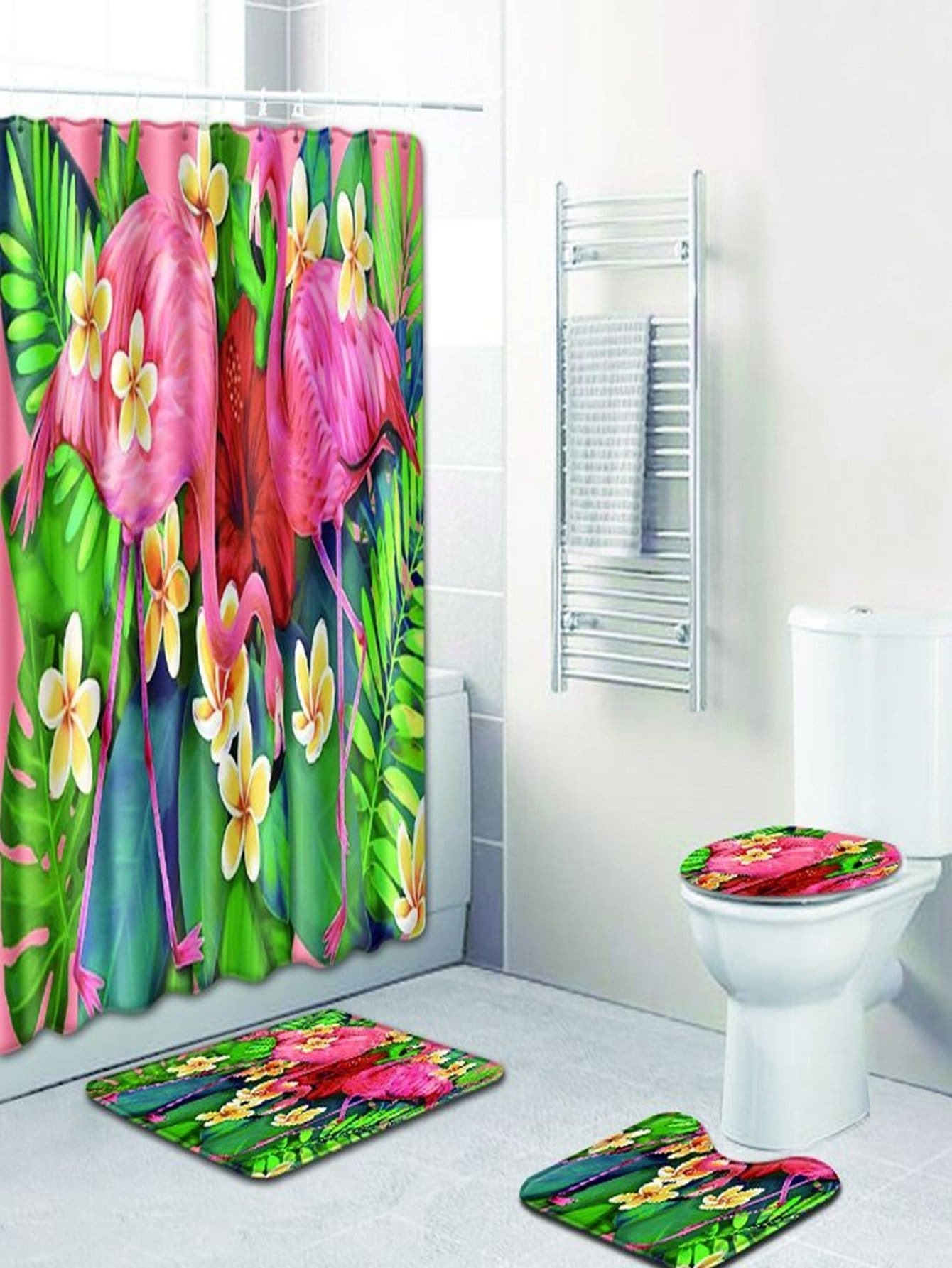 Тропические 12 крючков Занавес для душа и ковер 3шт.