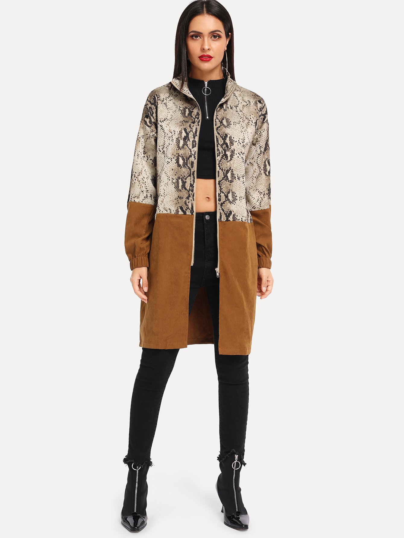 Стиль кэжуал Полосатый Многоцветный Брюки Пальто SheIn