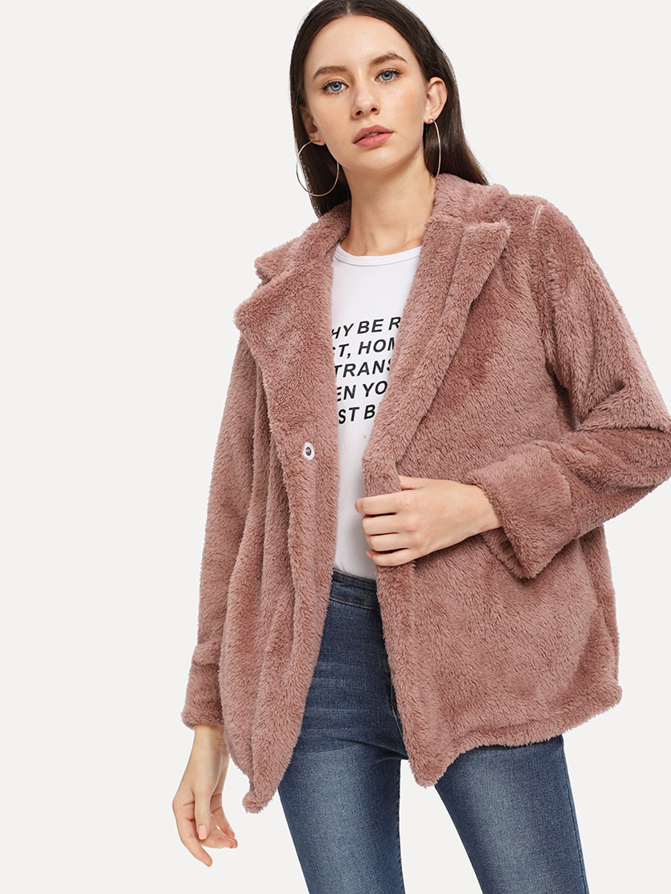 Полосатый тощий ремешок Пальто SheIn