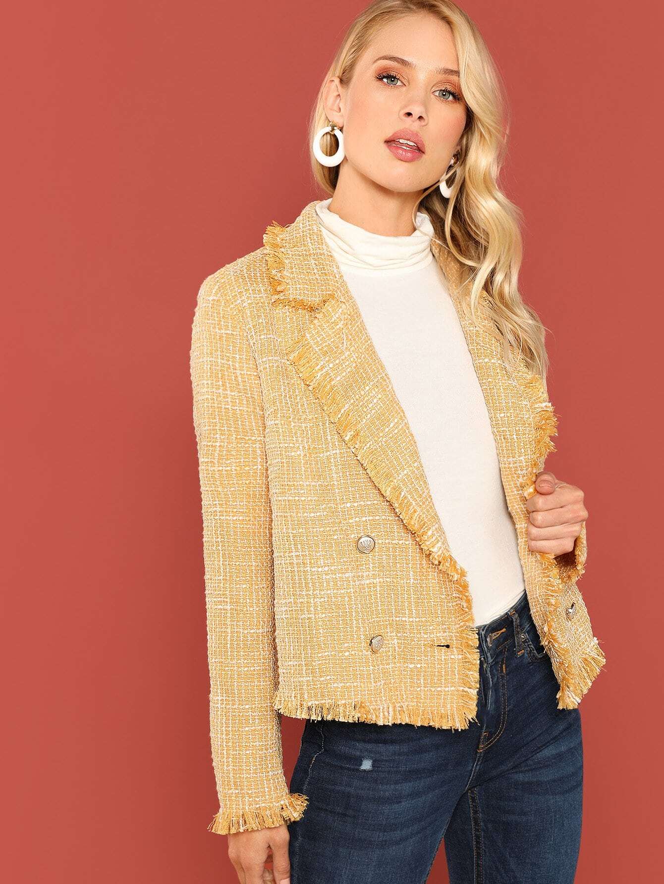 Комбинезон с v-образным воротником и широкими штанинами Пальто SheIn