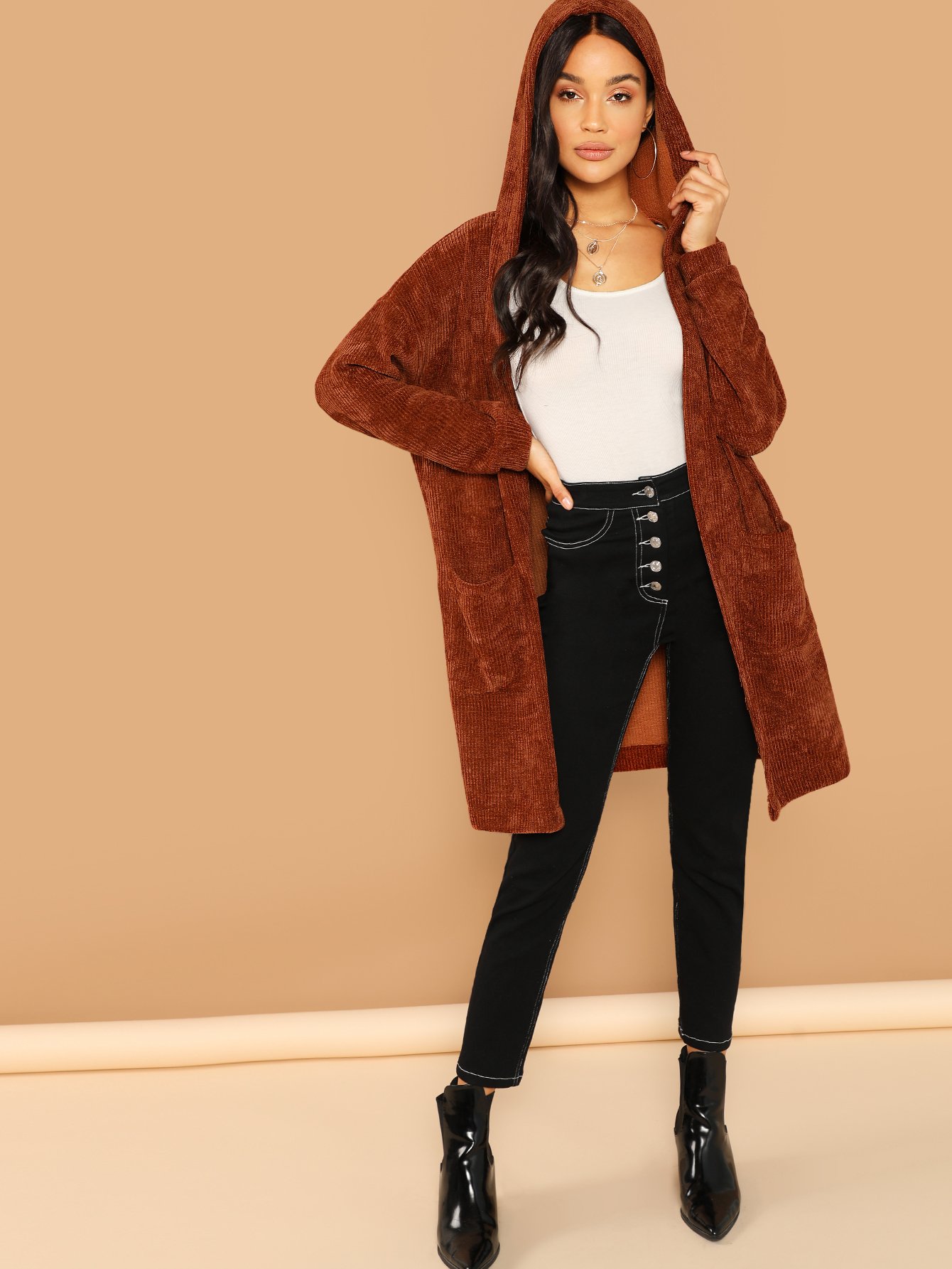 Ромпер с полосками Пальто SheIn