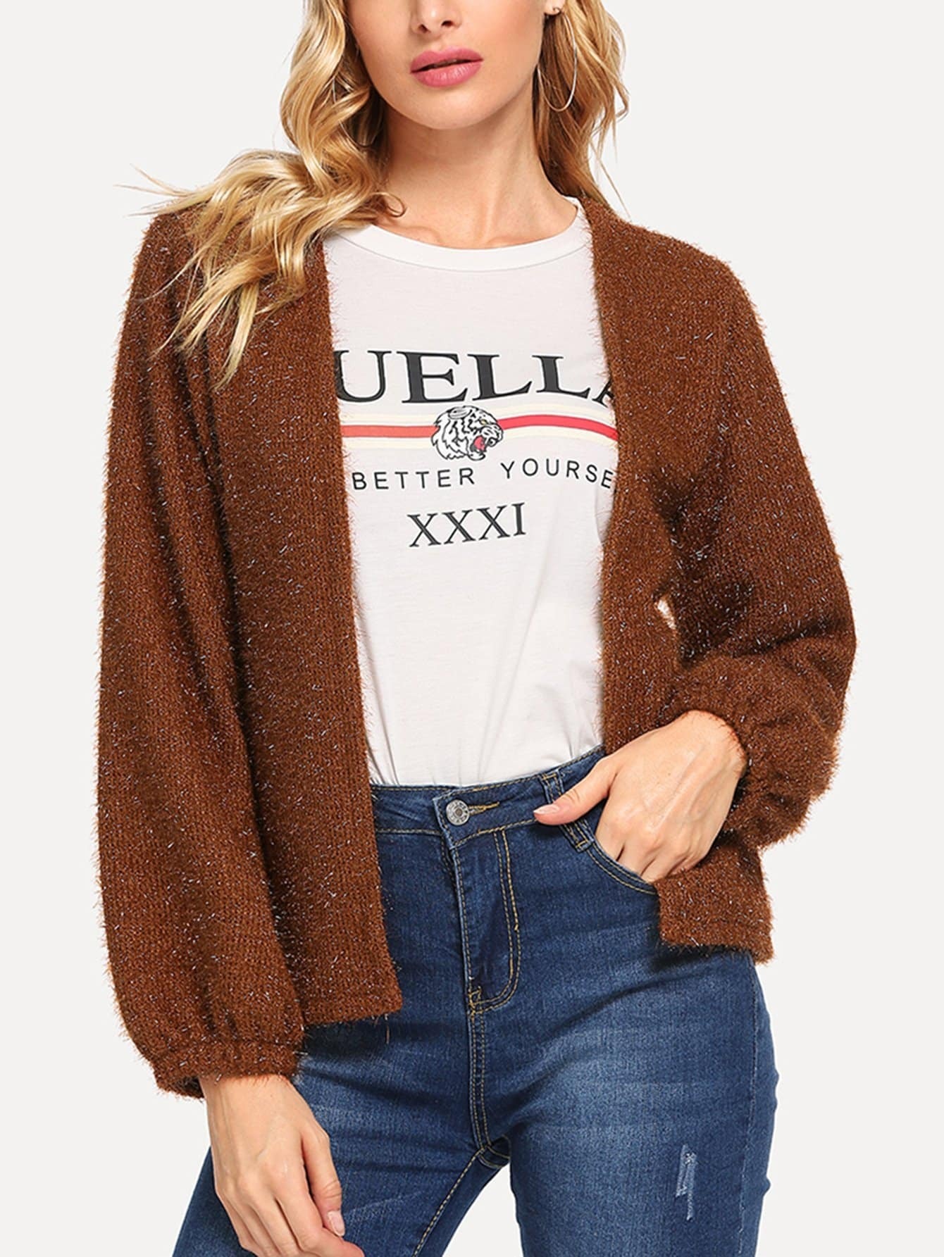 Широкие брюки в горошек на кулиске Пальто SheIn