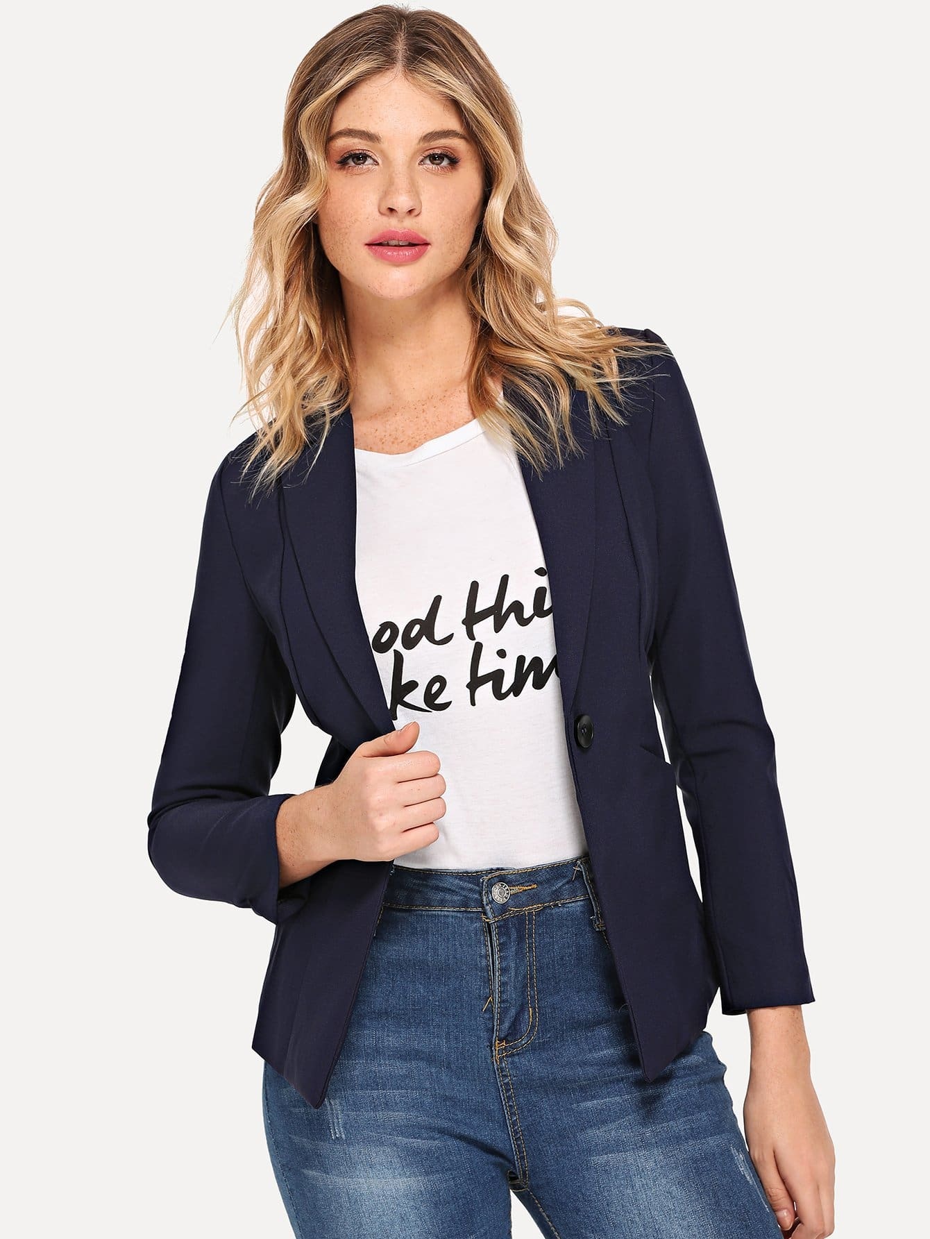 Однобортный однотонный жакет