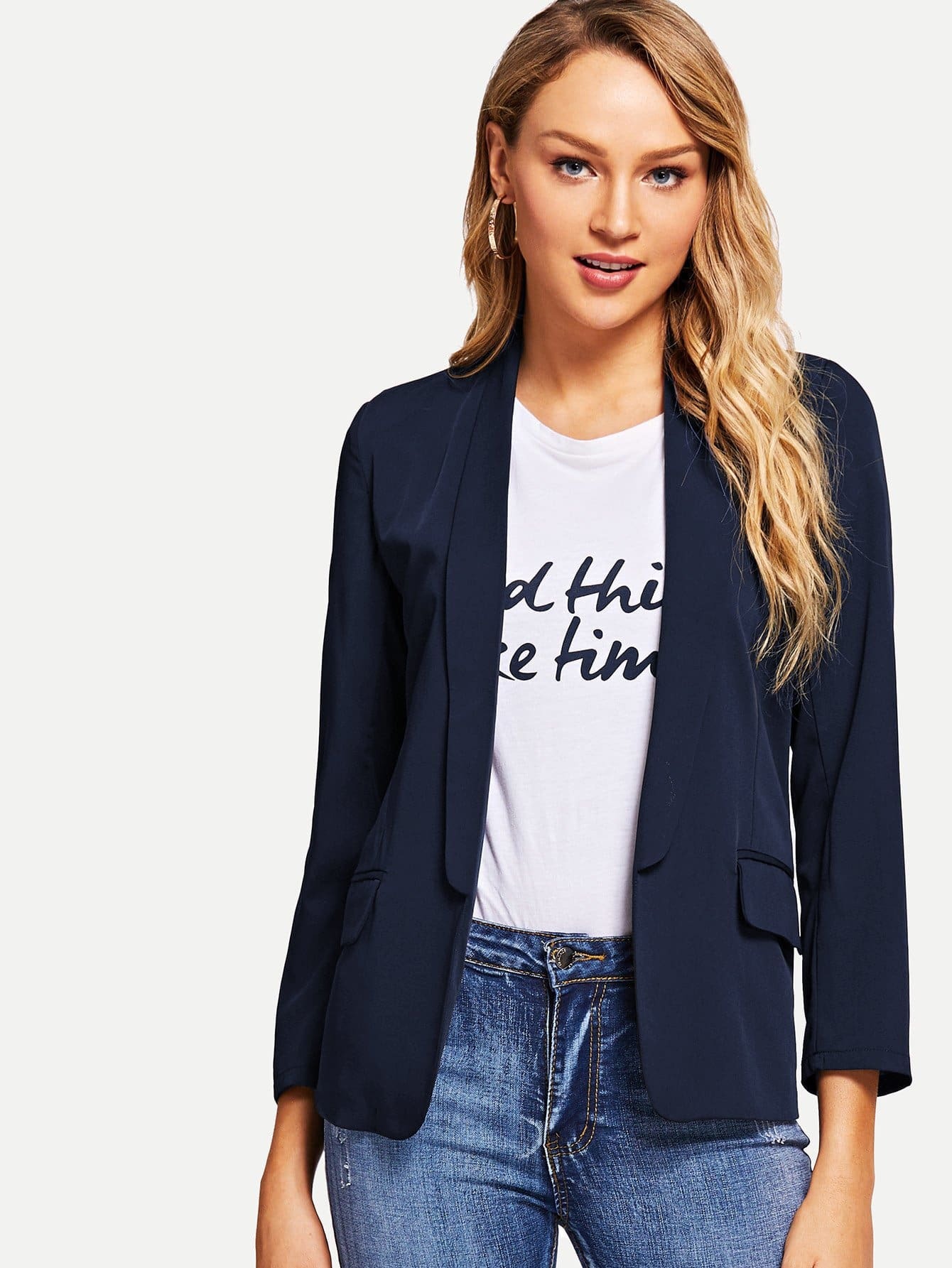 Однотонный жакет с шалевым воротником