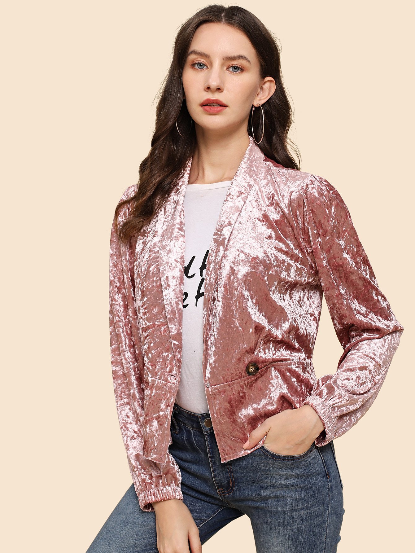 Вырезать одно плечо Bodysuit Пальто SheIn