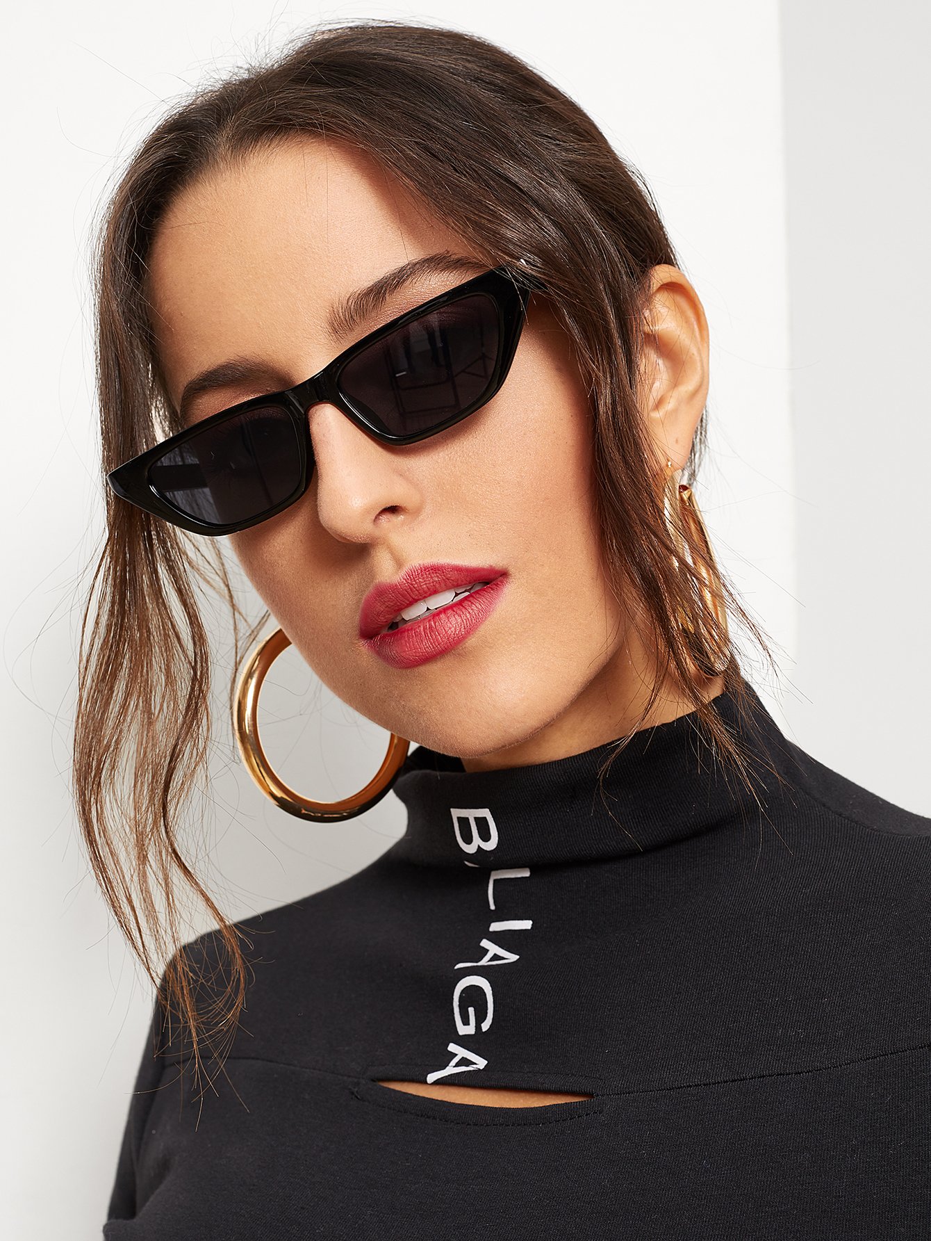 Солнцезащитные очки ретро кошачий глаз с одноцветными оправами