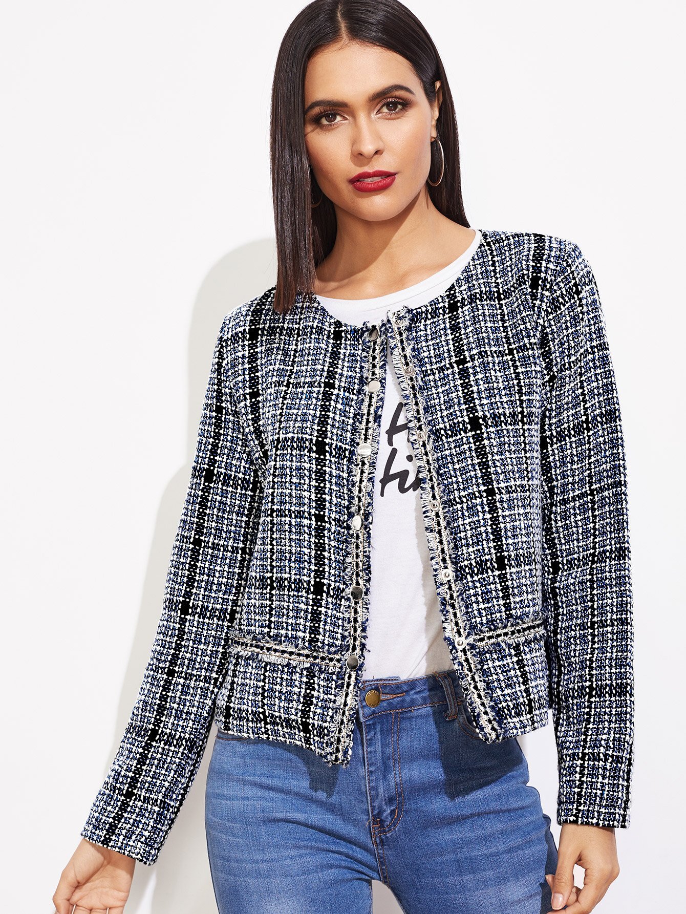 Печатная тройка Ruched Hem Girl Пальто SheIn
