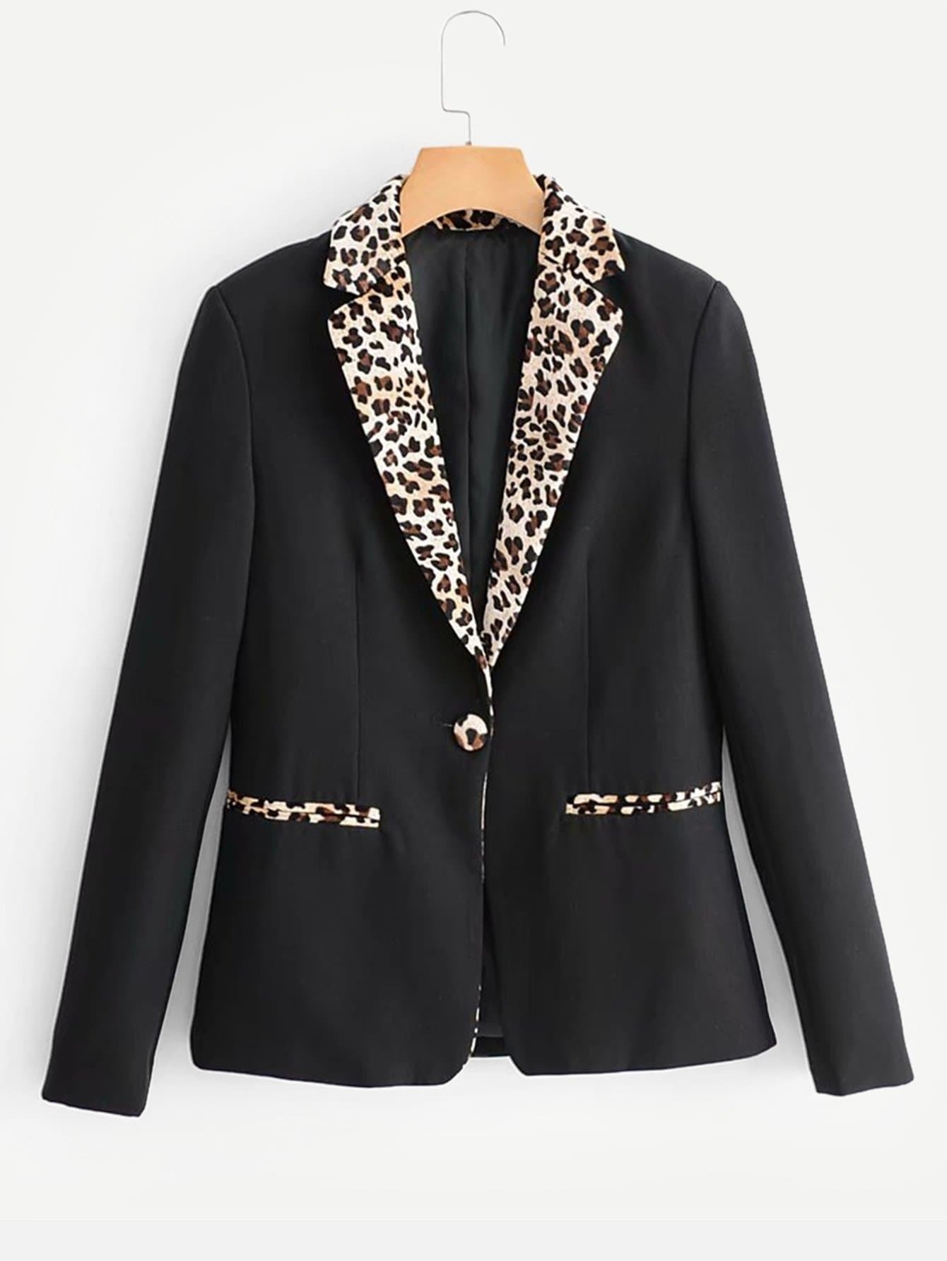 Контрастный леопардовый жакет