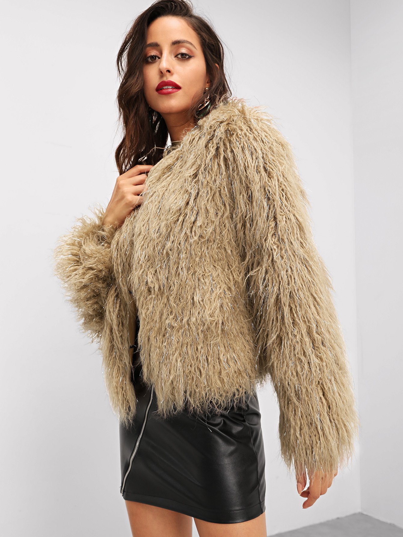 Широкие брюки с принтом тропики Пальто SheIn