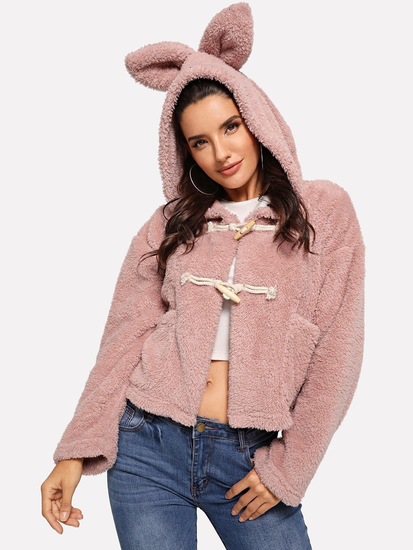 Повседневный Мультяшный принт Пуловеры Серебрый Свитшоты Пальто SheIn