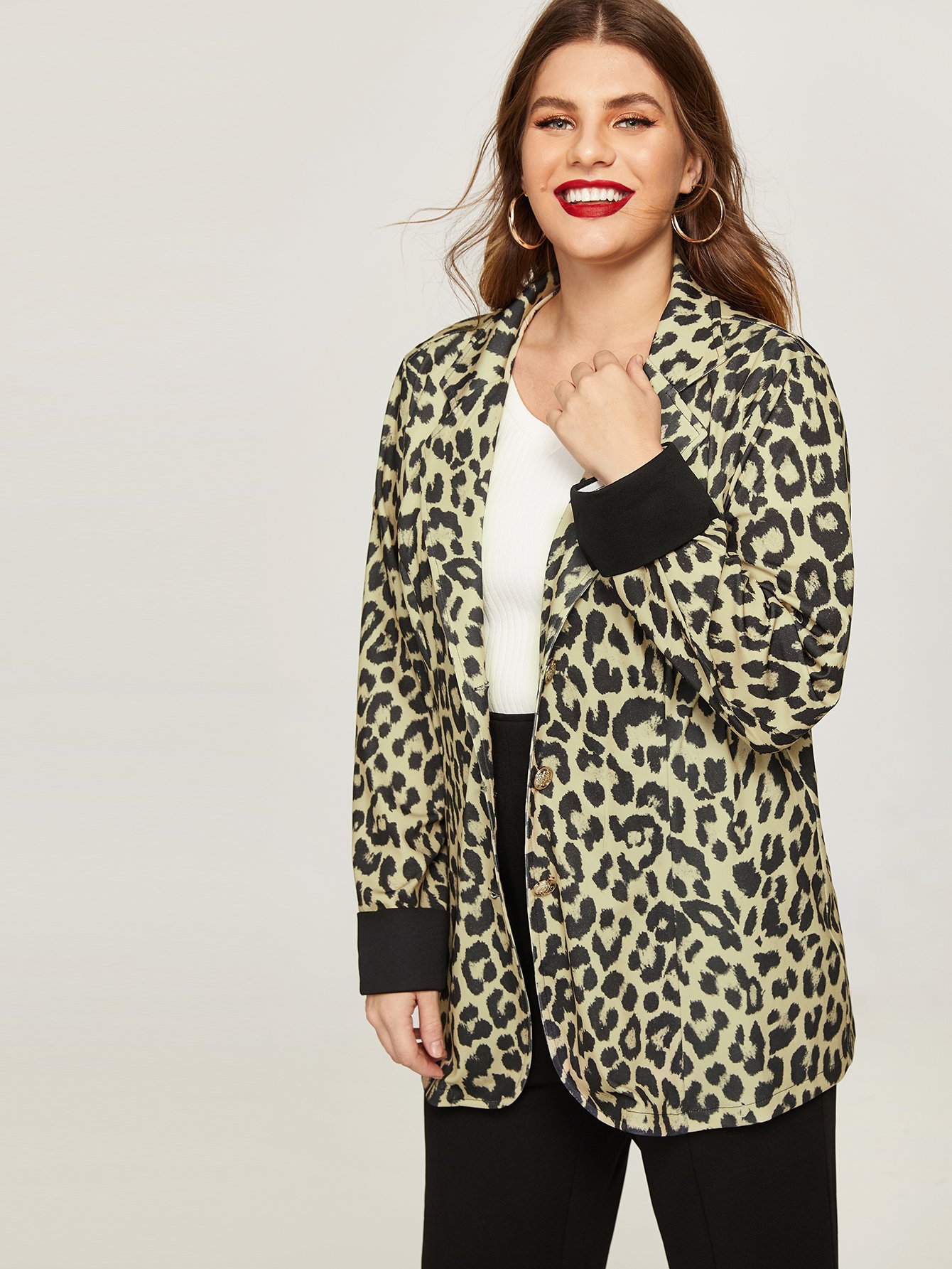Размера плюс леопардовый жакет