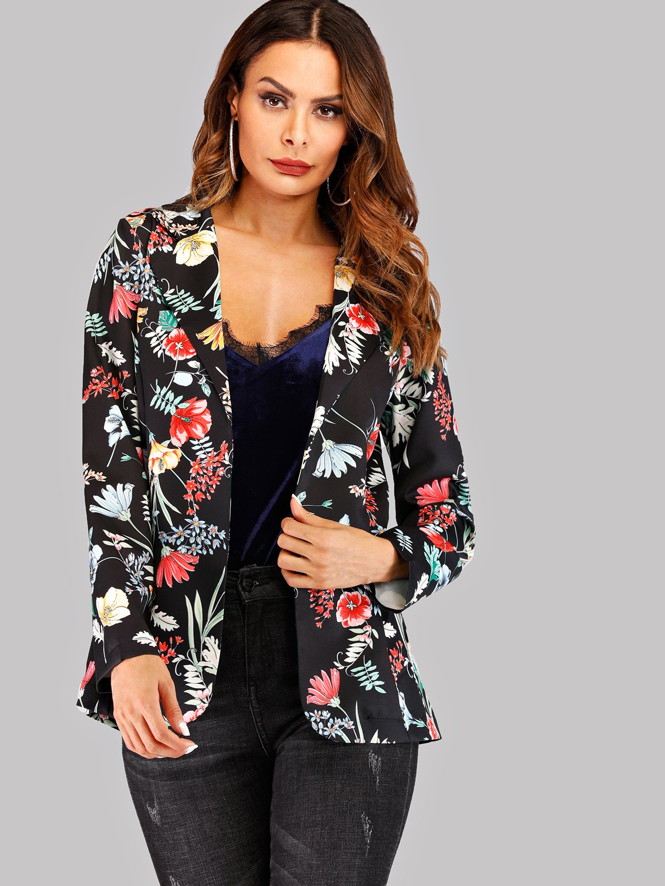 Жакет с принтом цветочным