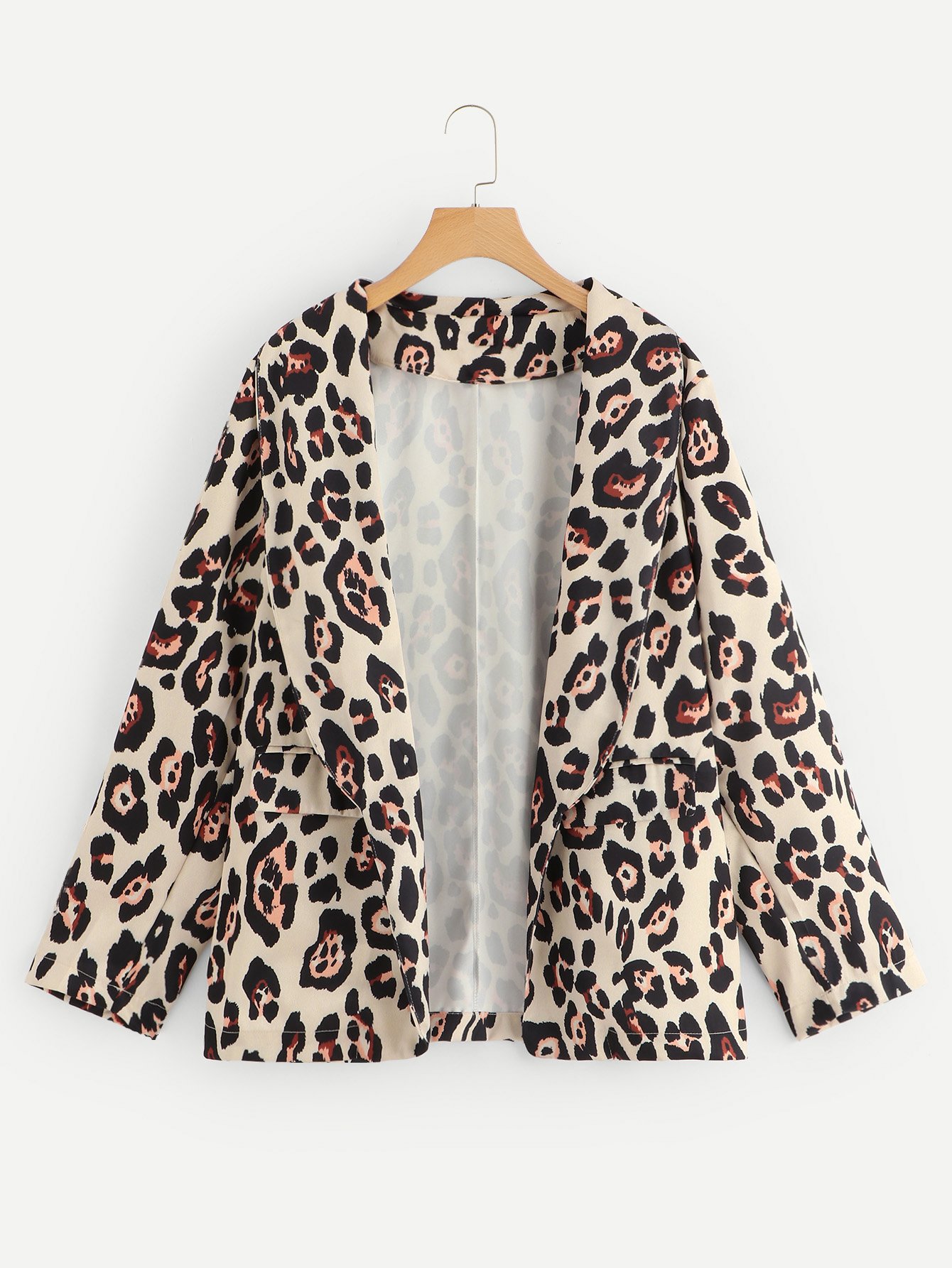 Размера плюс леопардовый жакет с шалевым воротником