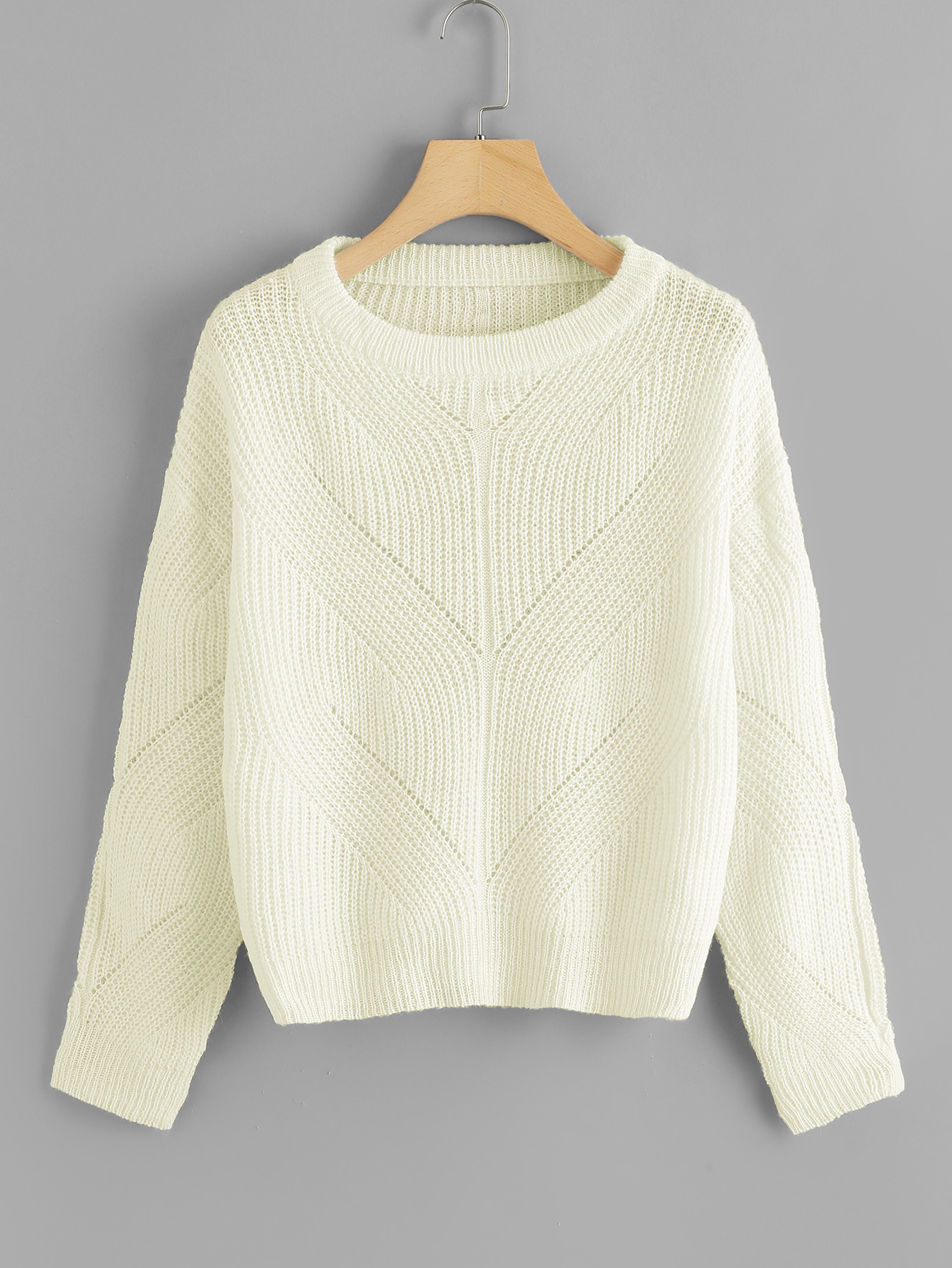 Drop плеча Свободный свитер вязать