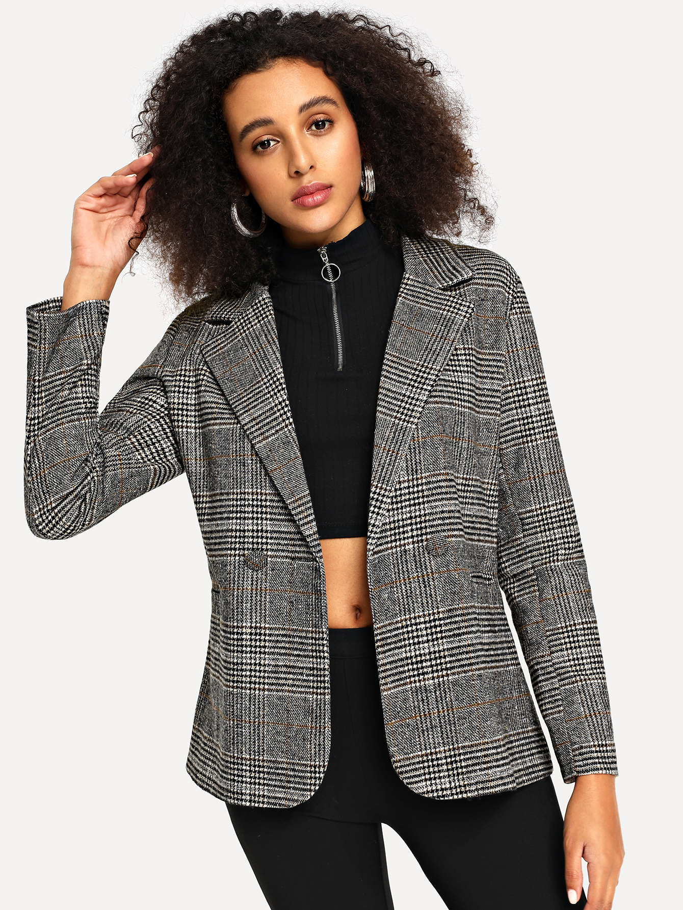 Однобортный жакет в клетку