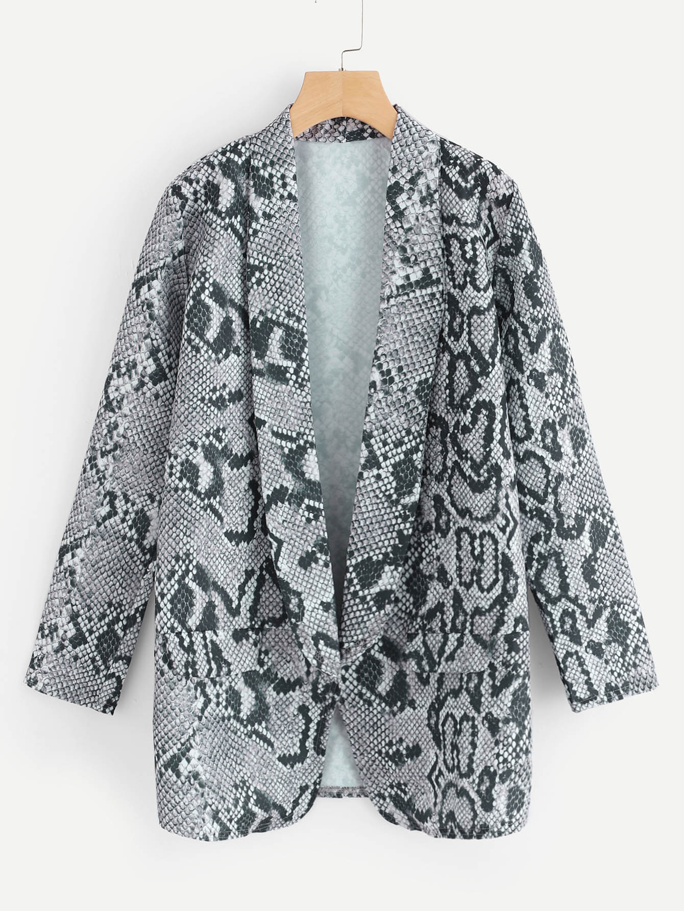 Жакет с шалевым воротником и змеиным принтом