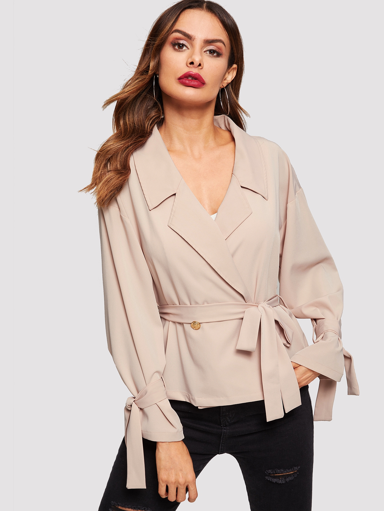 Короткая верхняя и напечатанная короткая Пальто SheIn